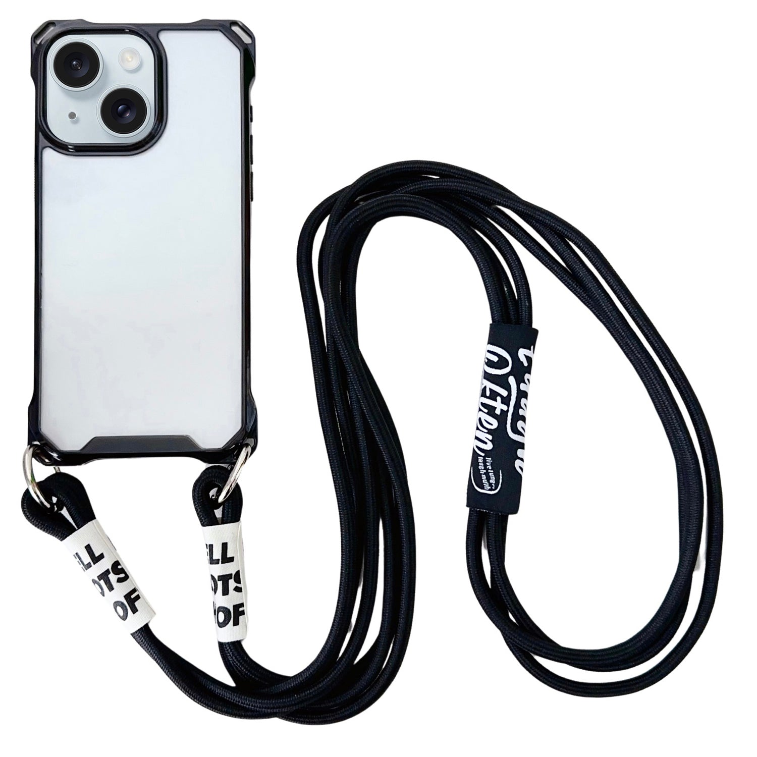 For iPhone 13 6.1 inch TPU Case Reinforced Corner Drop-resistant Phone Cover with Long Lanyard