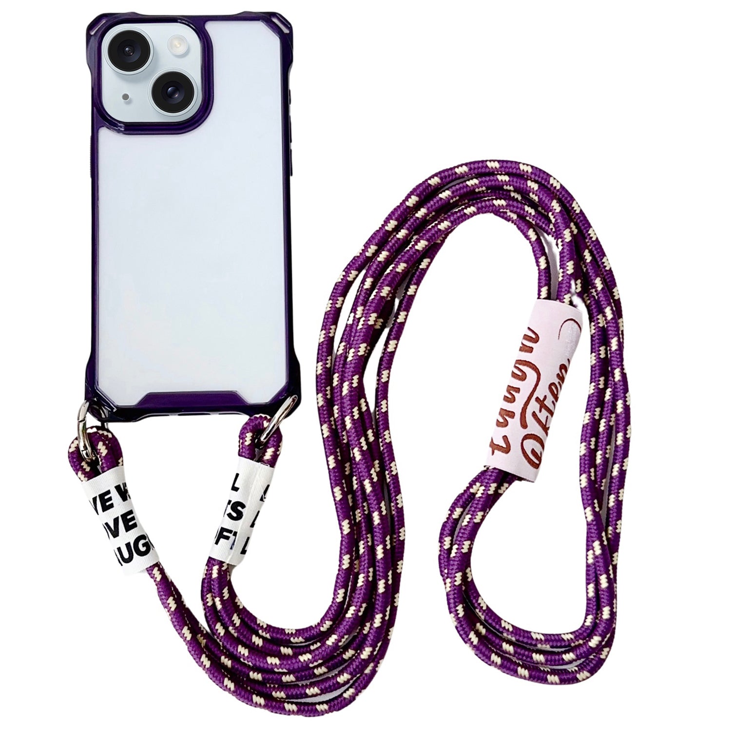 For iPhone 13 6.1 inch TPU Case Reinforced Corner Drop-resistant Phone Cover with Long Lanyard