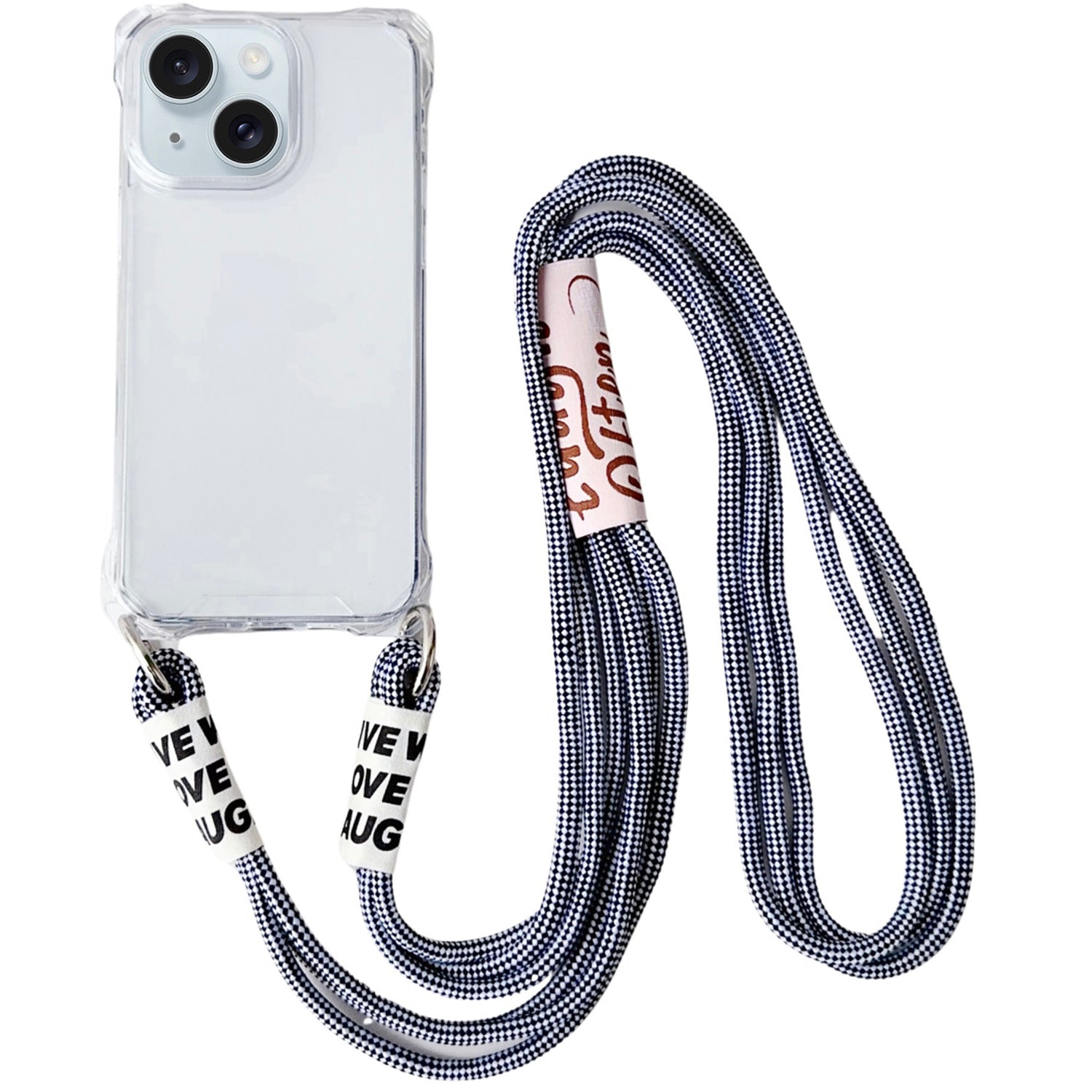 For iPhone 13 6.1 inch TPU Case Reinforced Corner Drop-resistant Phone Cover with Long Lanyard