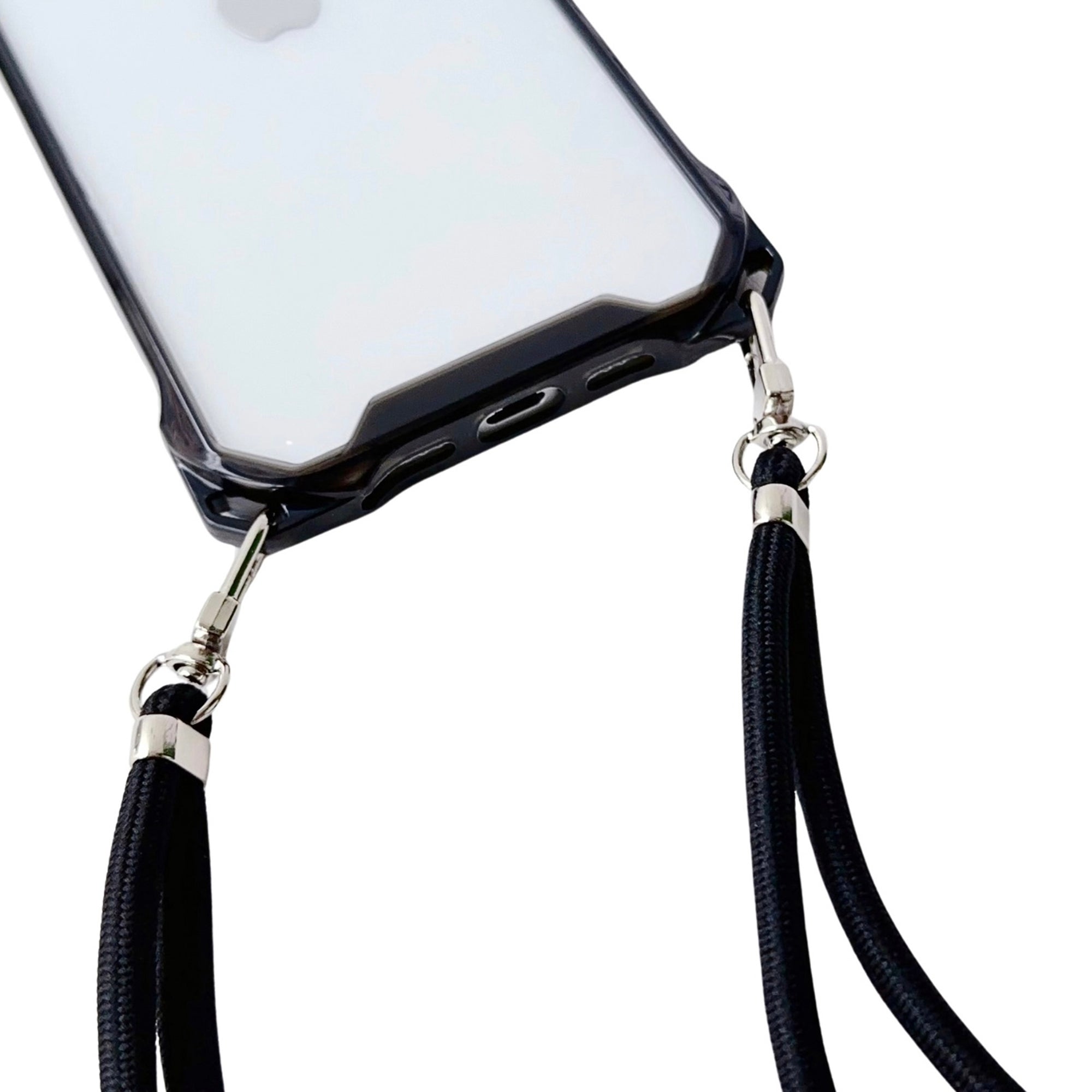 For iPhone 14 Plus Case Four Corner Protection Clear TPU Phone Cover with Thin Lanyard