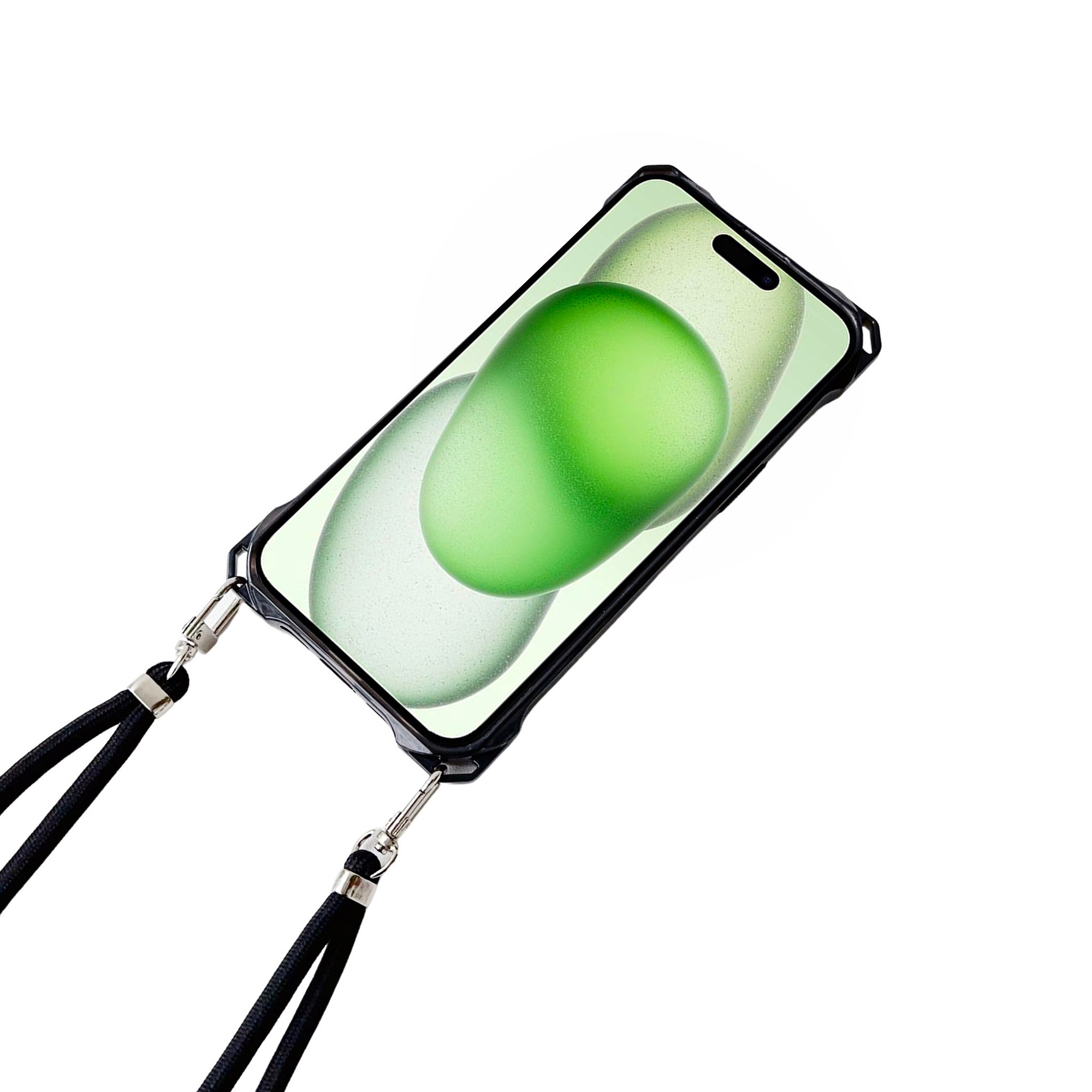 For iPhone 15 Case Soft TPU+Clear Back Slim-Fit Phone Cover with Portable Lanyard