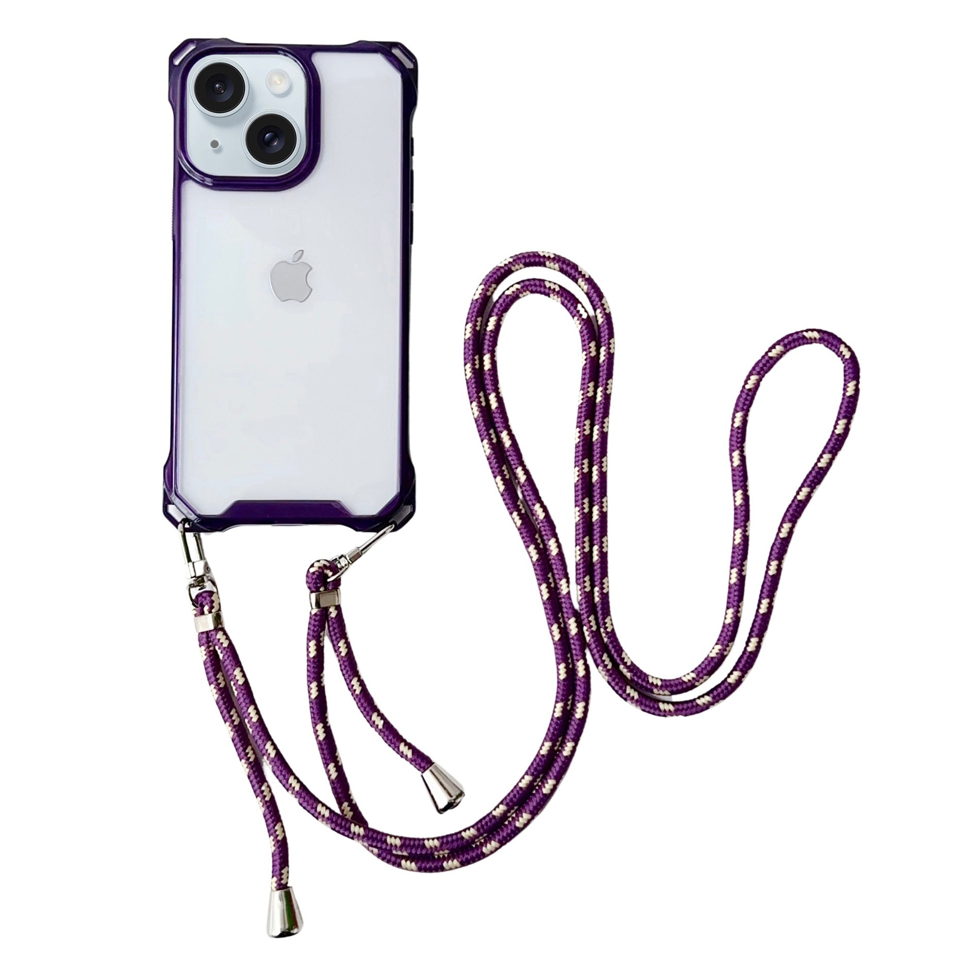 For iPhone 15 Plus Case Anti-Scratch TPU Clear Phone Cover with Thin Lanyard