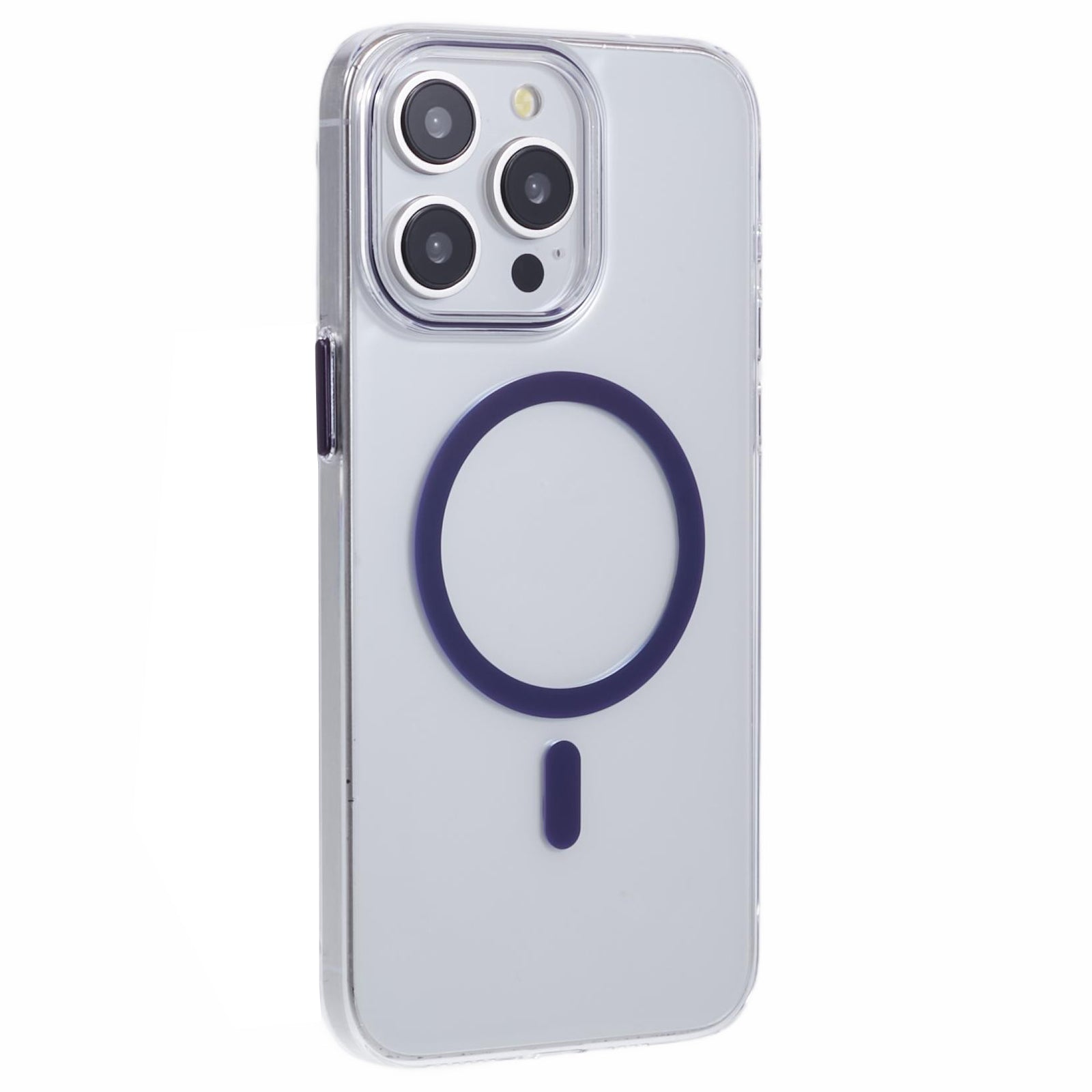 For iPhone 13 Pro Max Magnetic Phone Case Clear PC Cover with Metal Buttons