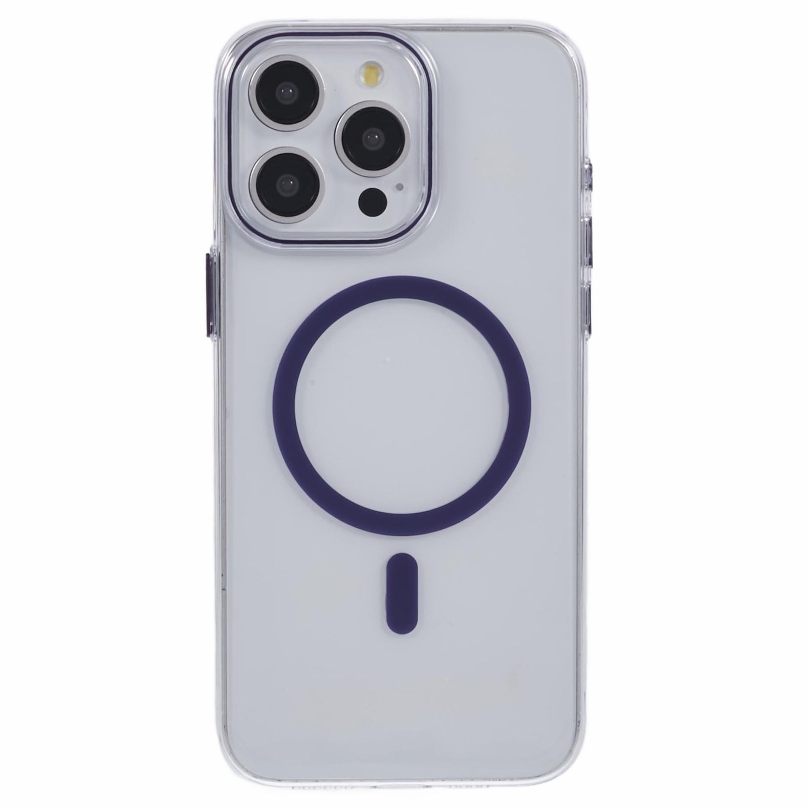 For iPhone 13 Pro Max Magnetic Phone Case Clear PC Cover with Metal Buttons