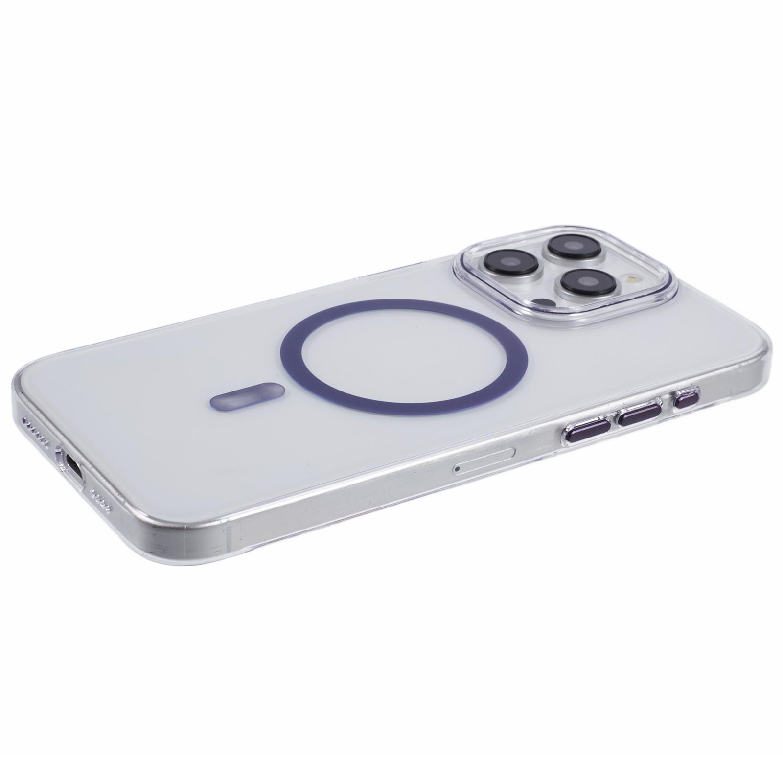For iPhone 13 Pro Max Magnetic Phone Case Clear PC Cover with Metal Buttons