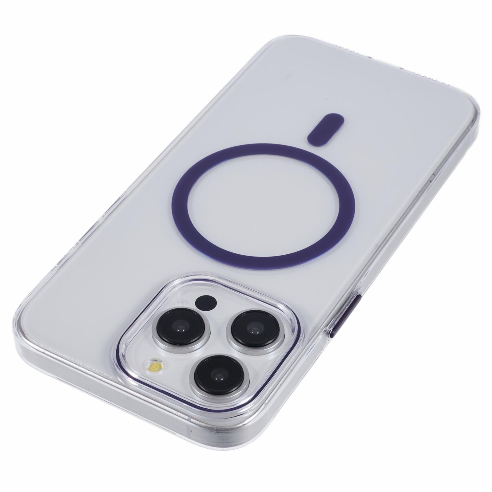 For iPhone 13 Pro Max Magnetic Phone Case Clear PC Cover with Metal Buttons