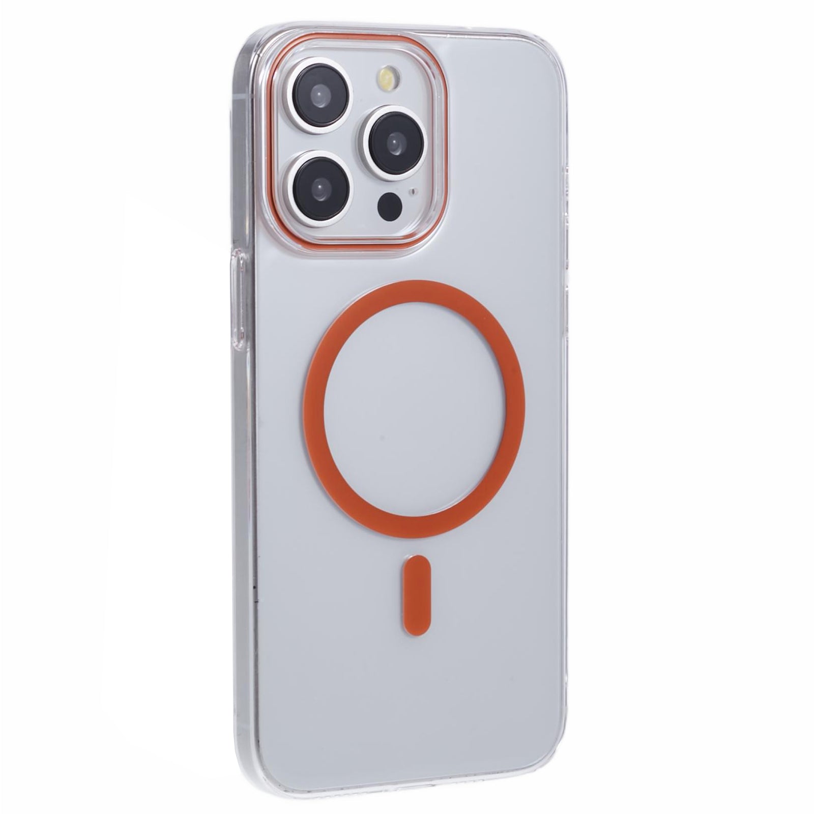 For iPhone 13 Pro Max Magnetic Phone Case Clear PC Cover with Metal Buttons