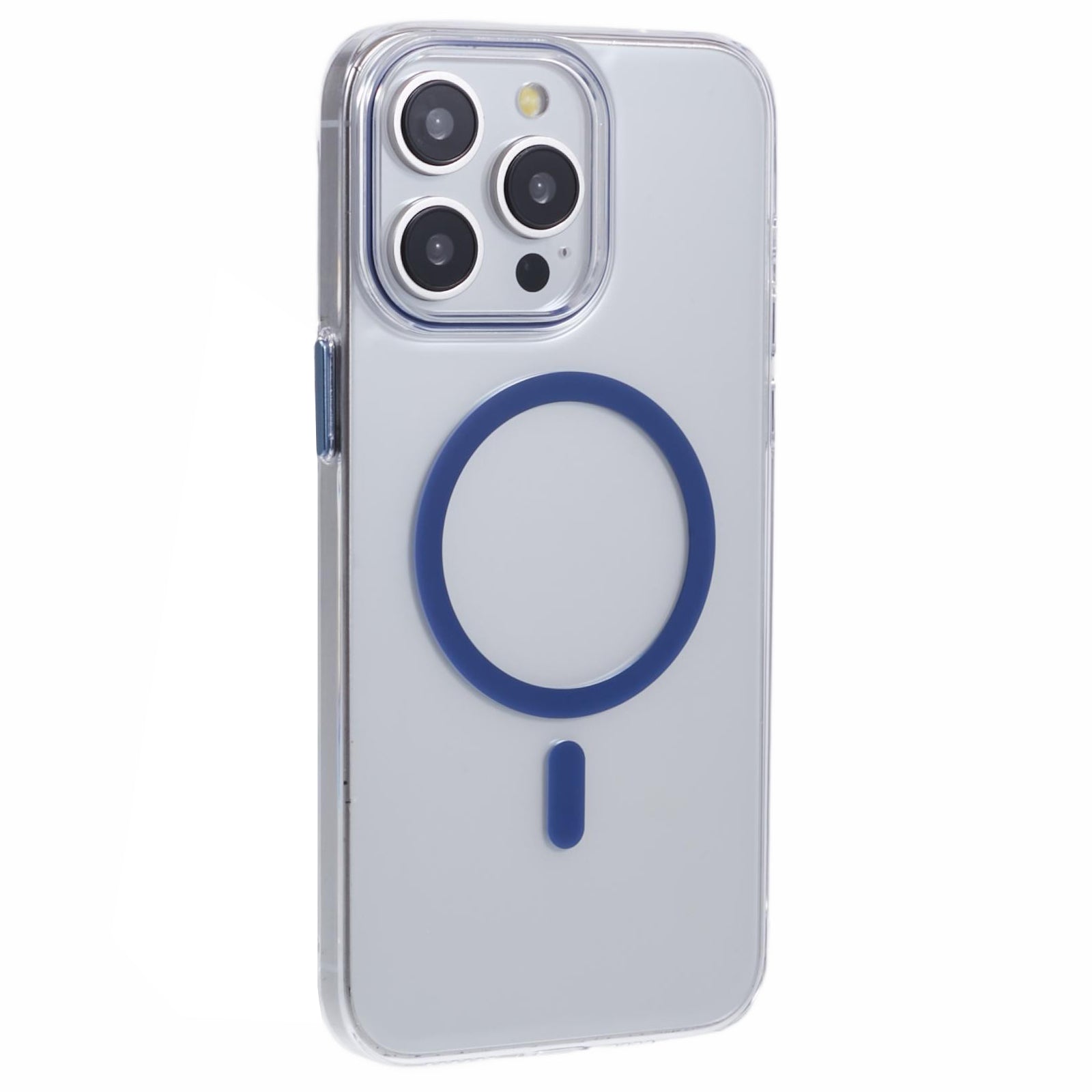 For iPhone 13 Pro Max Magnetic Phone Case Clear PC Cover with Metal Buttons