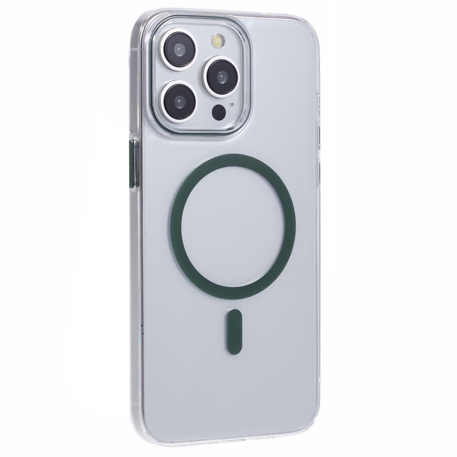 For iPhone 13 Pro Max Magnetic Phone Case Clear PC Cover with Metal Buttons