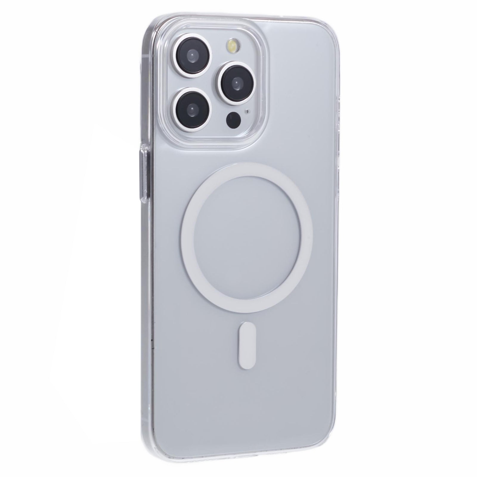 For iPhone 13 Pro Max Magnetic Phone Case Clear PC Cover with Metal Buttons
