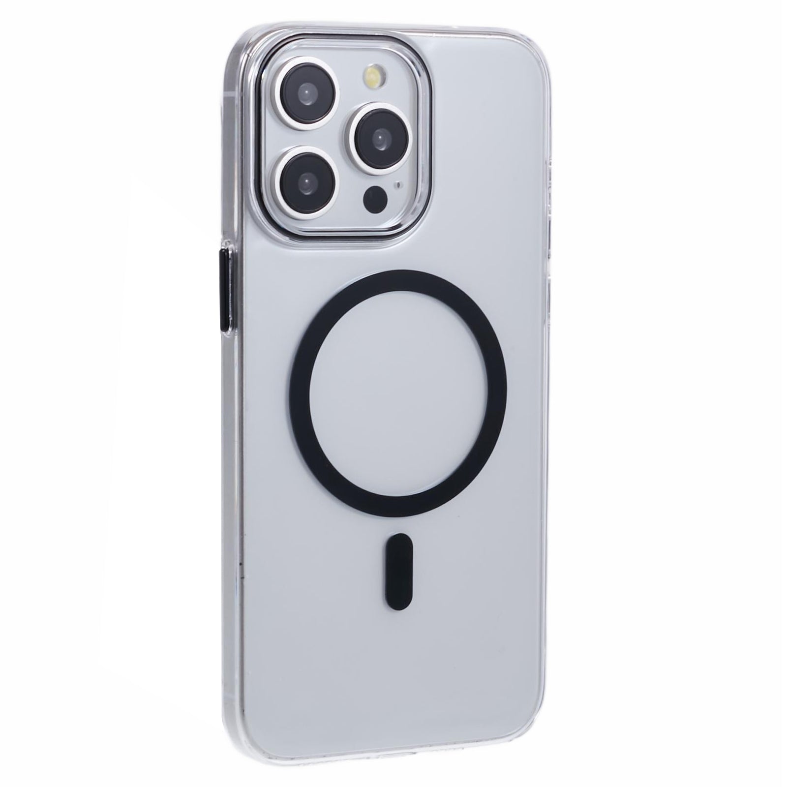 For iPhone 13 Pro Max Magnetic Phone Case Clear PC Cover with Metal Buttons