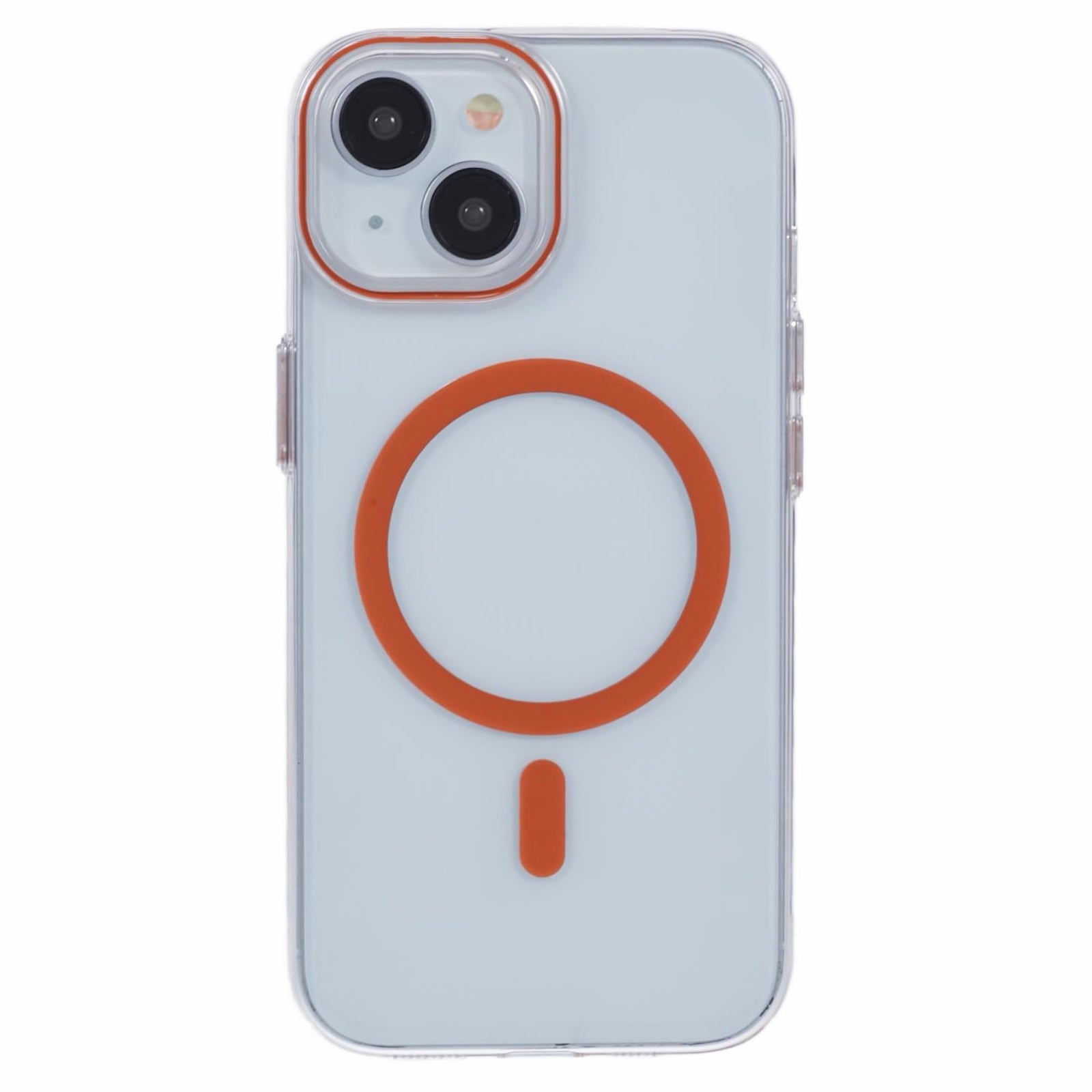 For iPhone 14 Case Compatible with MagSafe Clear PC Phone Cover with Metal Buttons