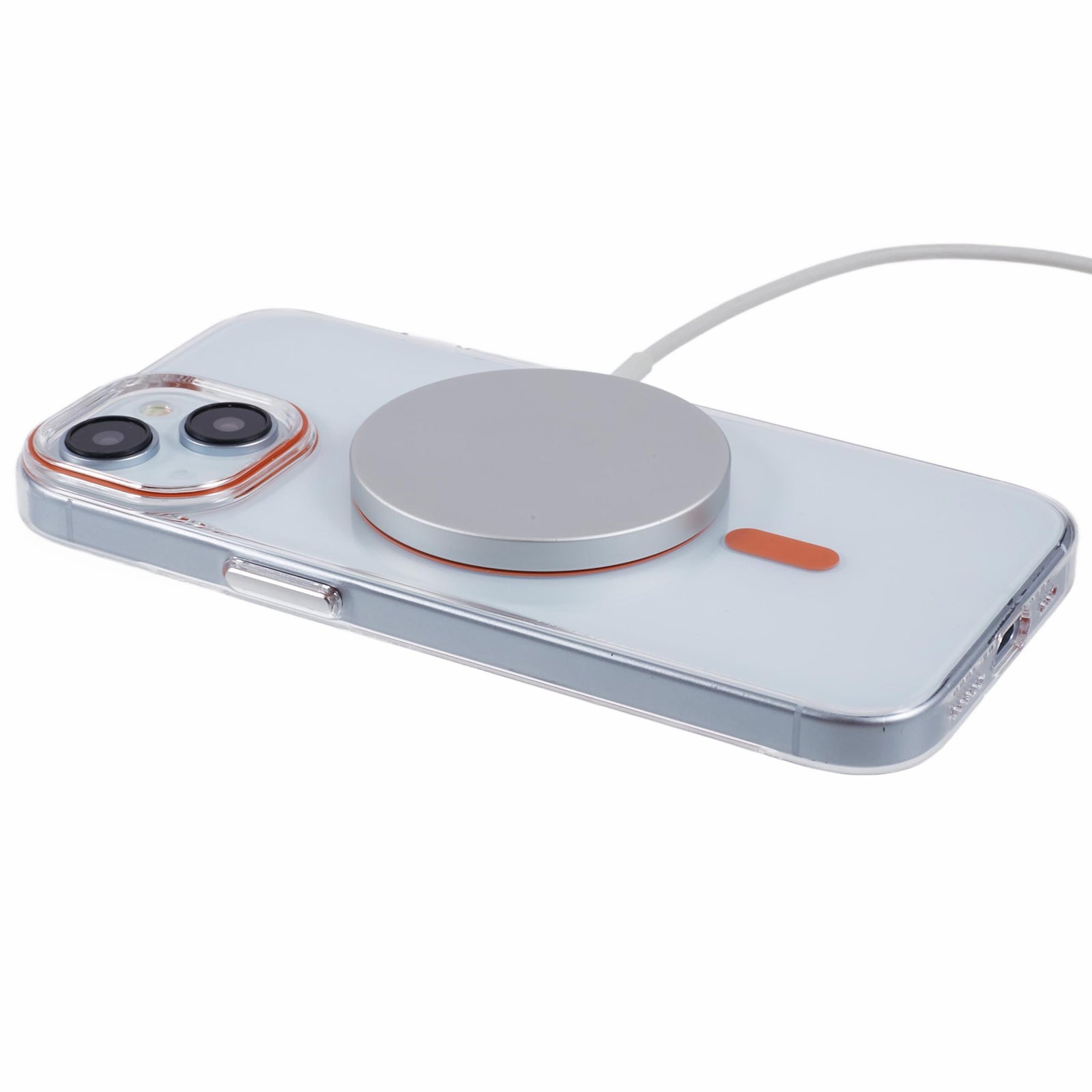 For iPhone 14 Case Compatible with MagSafe Clear PC Phone Cover with Metal Buttons