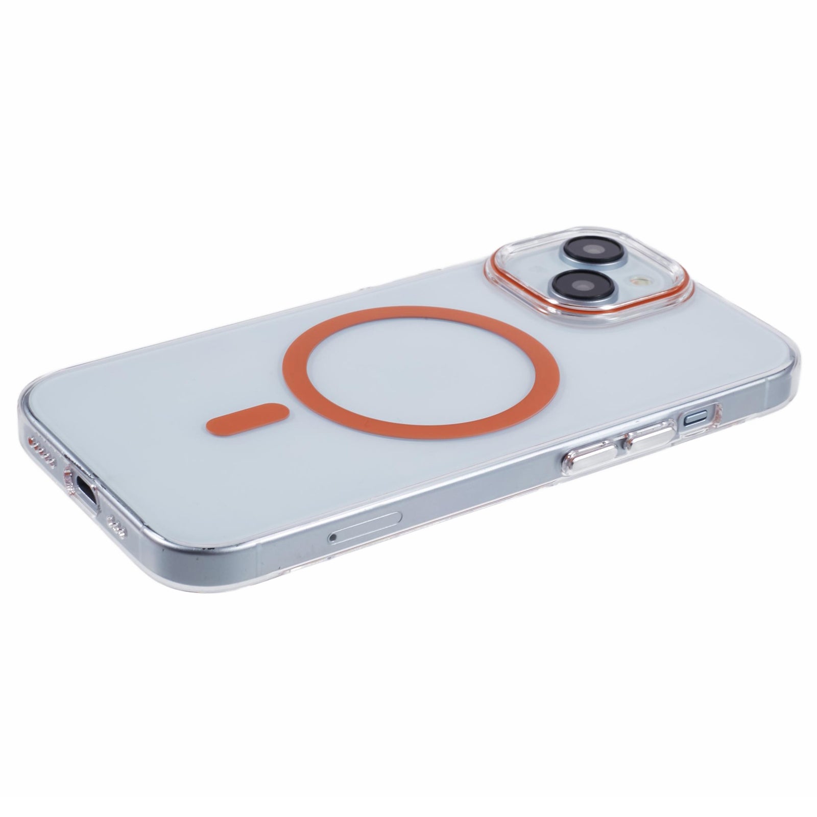 For iPhone 14 Case Compatible with MagSafe Clear PC Phone Cover with Metal Buttons