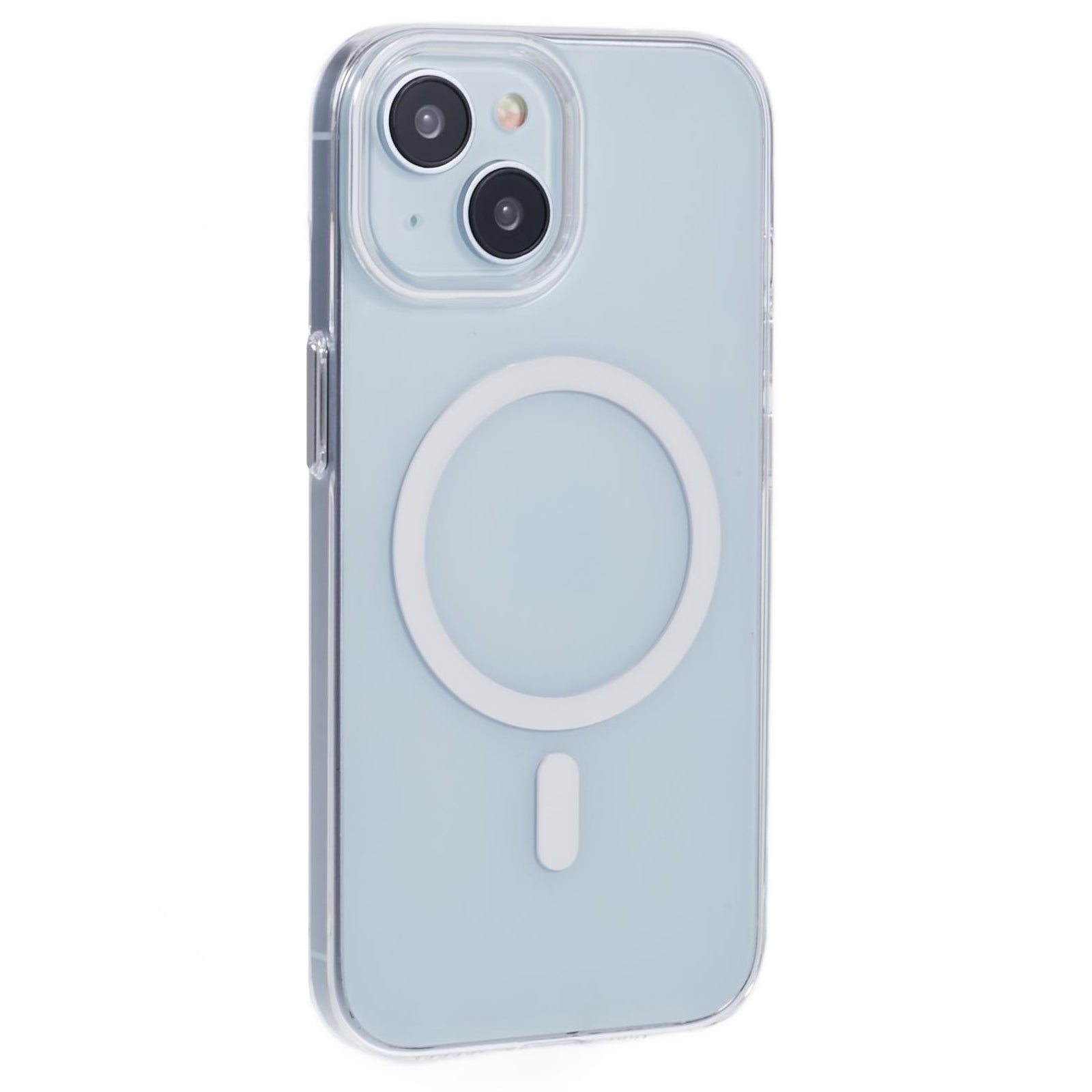 For iPhone 14 Case Compatible with MagSafe Clear PC Phone Cover with Metal Buttons