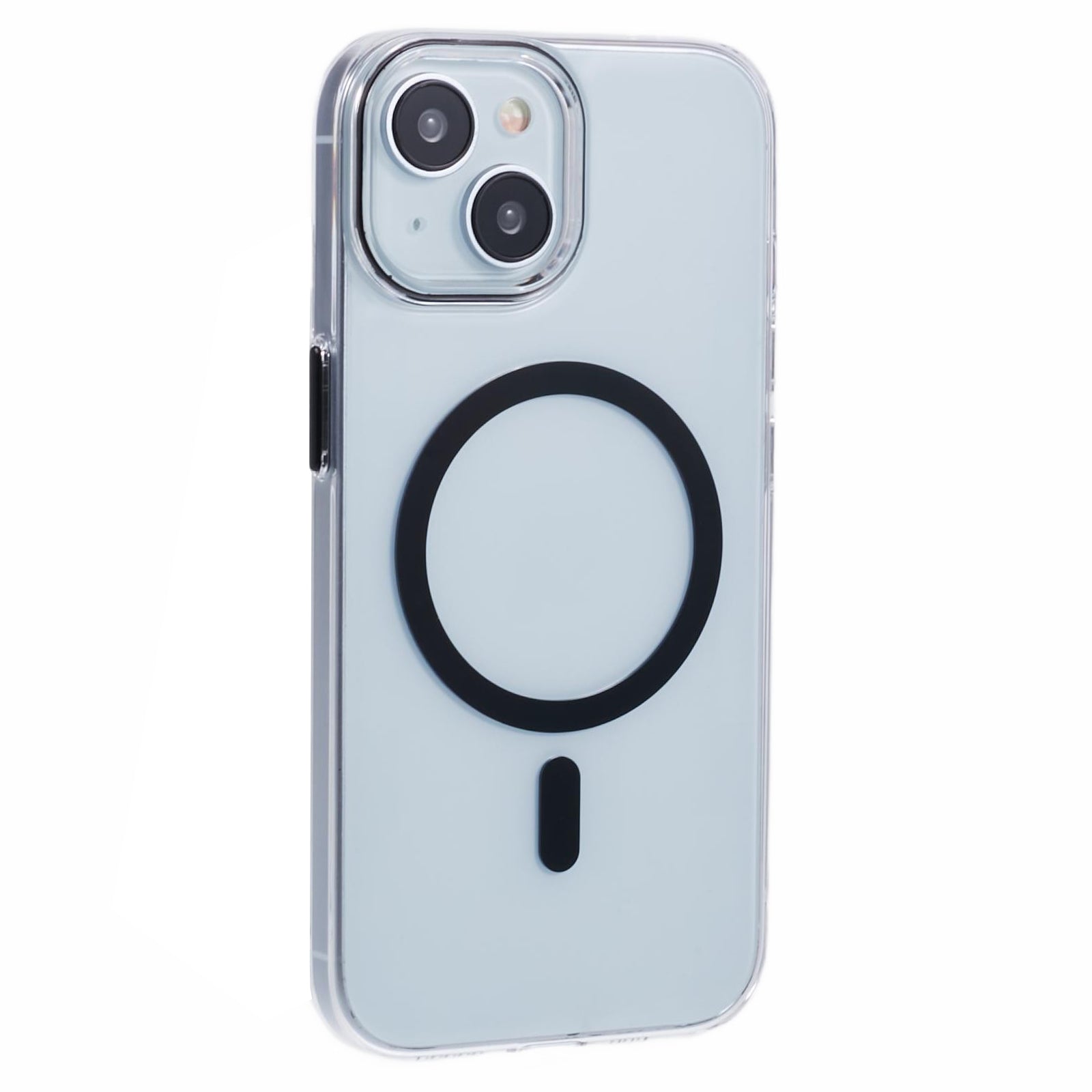 For iPhone 14 Case Compatible with MagSafe Clear PC Phone Cover with Metal Buttons