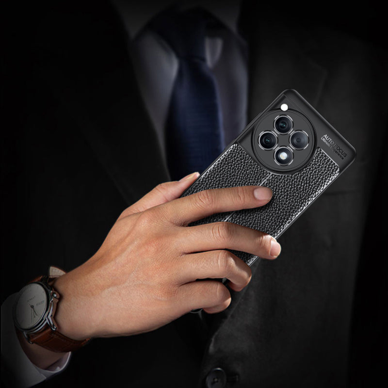 For OnePlus Ace 3 5G / 12R 5G Case Litchi Texture Anti-fingerprint TPU Phone Protective Cover
