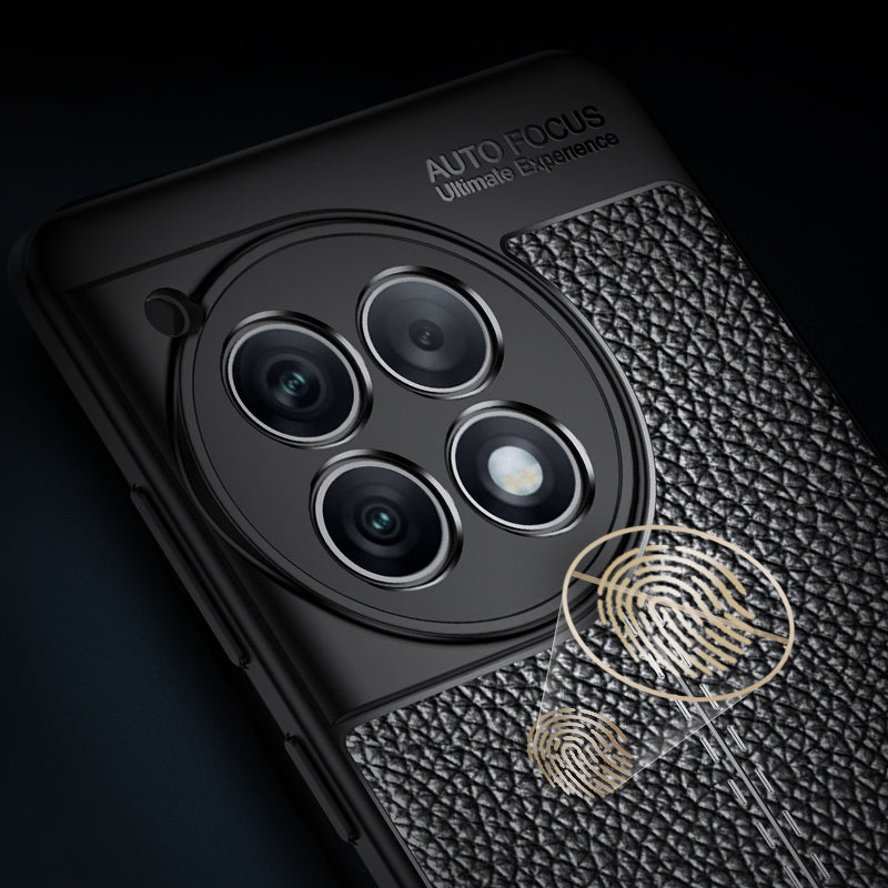 For OnePlus Ace 3 5G / 12R 5G Case Litchi Texture Anti-fingerprint TPU Phone Protective Cover
