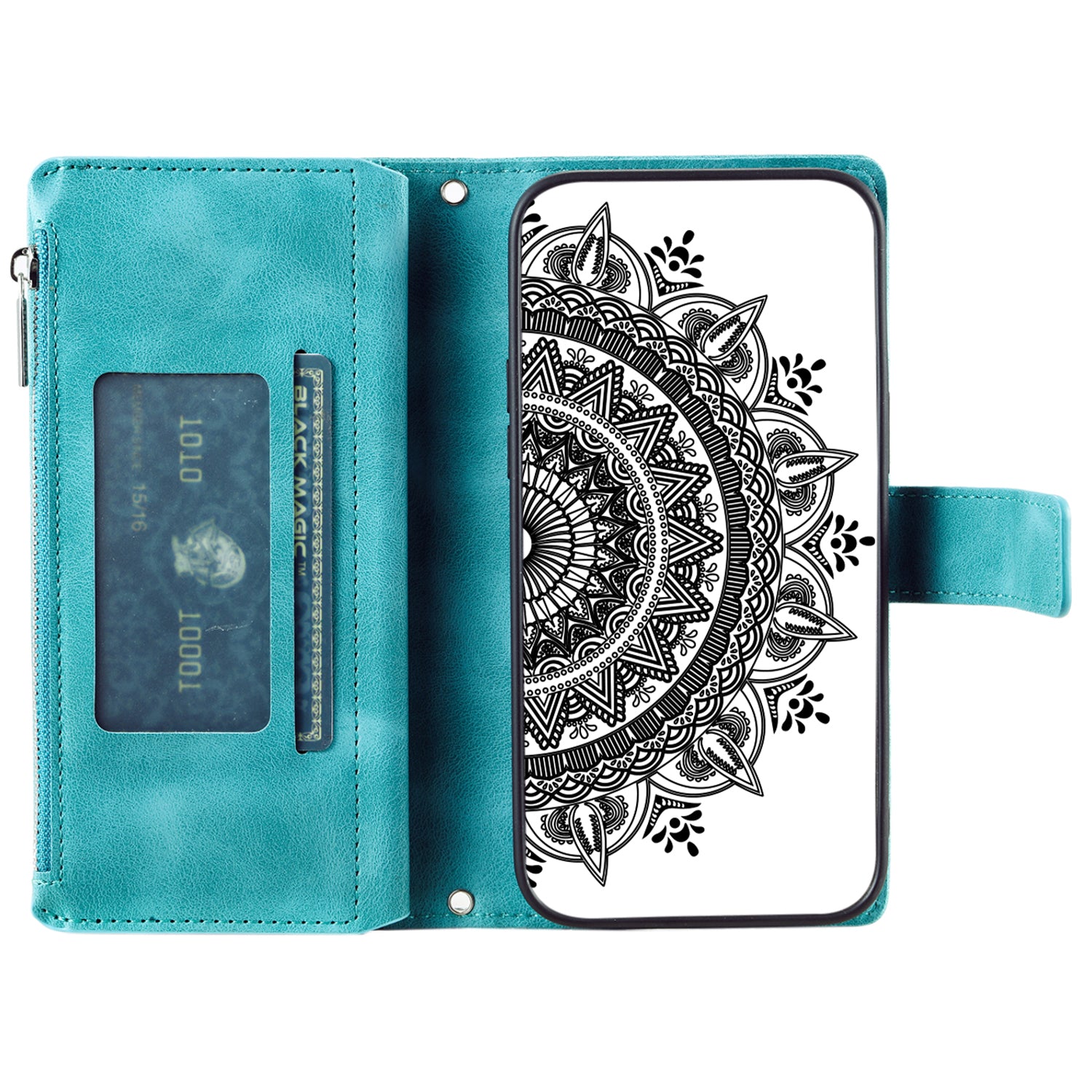 For Xiaomi Redmi Note 13 5G Case Mandala Imprinted Design Leather Wallet Phone Cover with Strap
