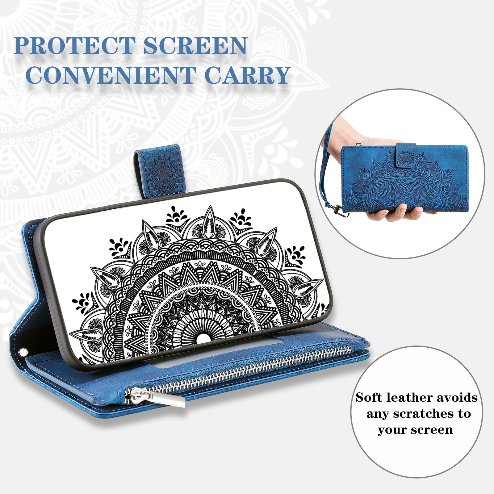 For Xiaomi Redmi Note 13 Pro 4G / Poco M6 Pro 4G Case Zipper Leather Mandala Flower Wallet Phone Cover
