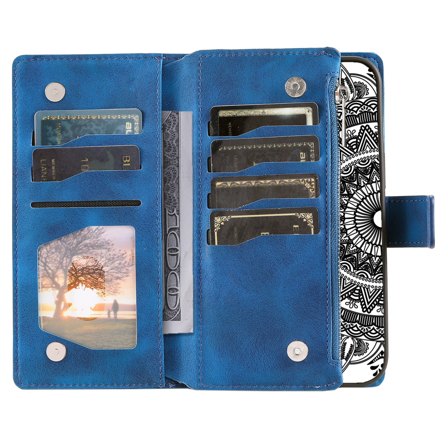 For Xiaomi Redmi Note 13 Pro 5G / Poco X6 5G Case Mandala Zipper Pocket Flip Leather Phone Cover with Strap