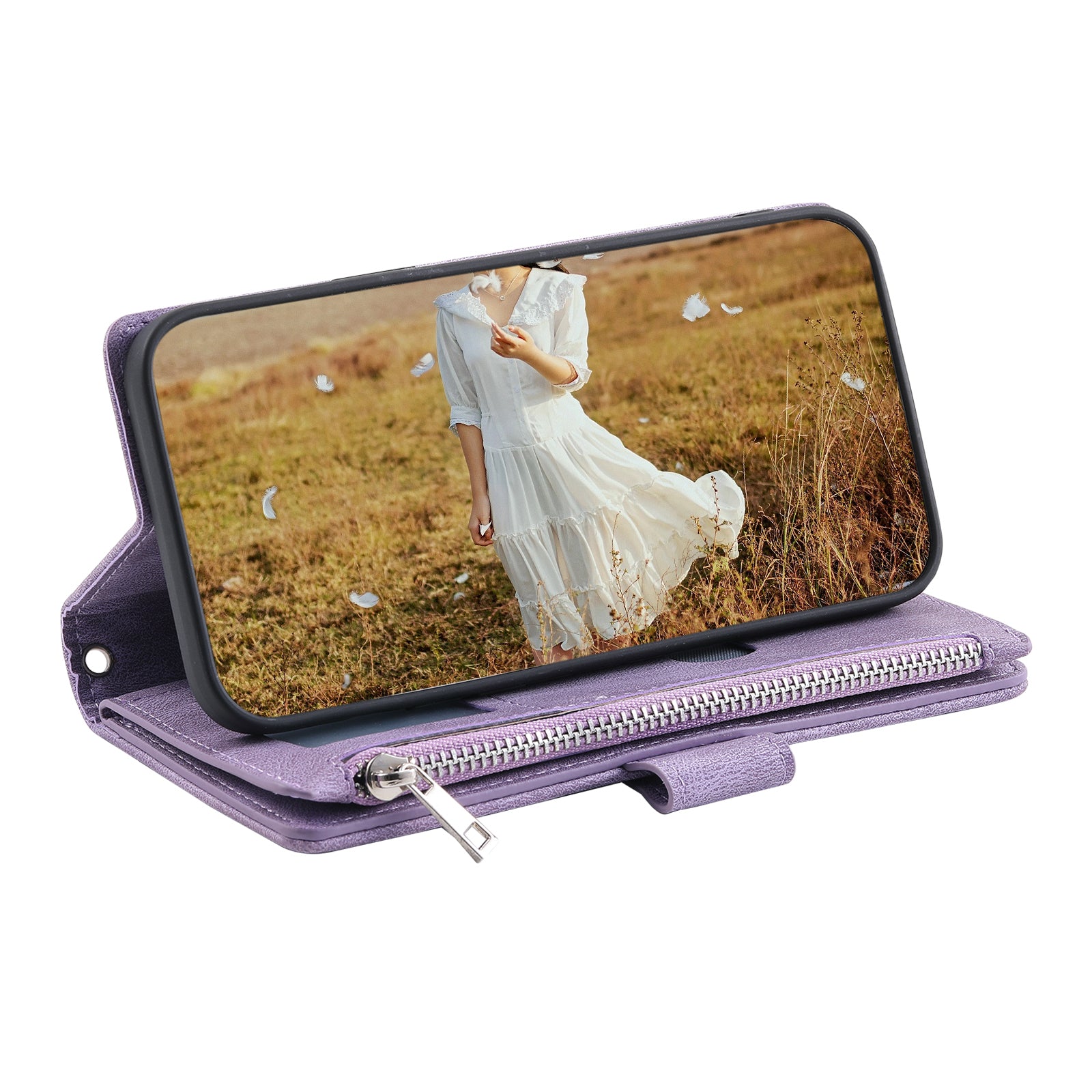 For Xiaomi Redmi Note 13 Pro+ 5G Case Zipper Pocket Flip Leather Phone Cover with Wrist Strap