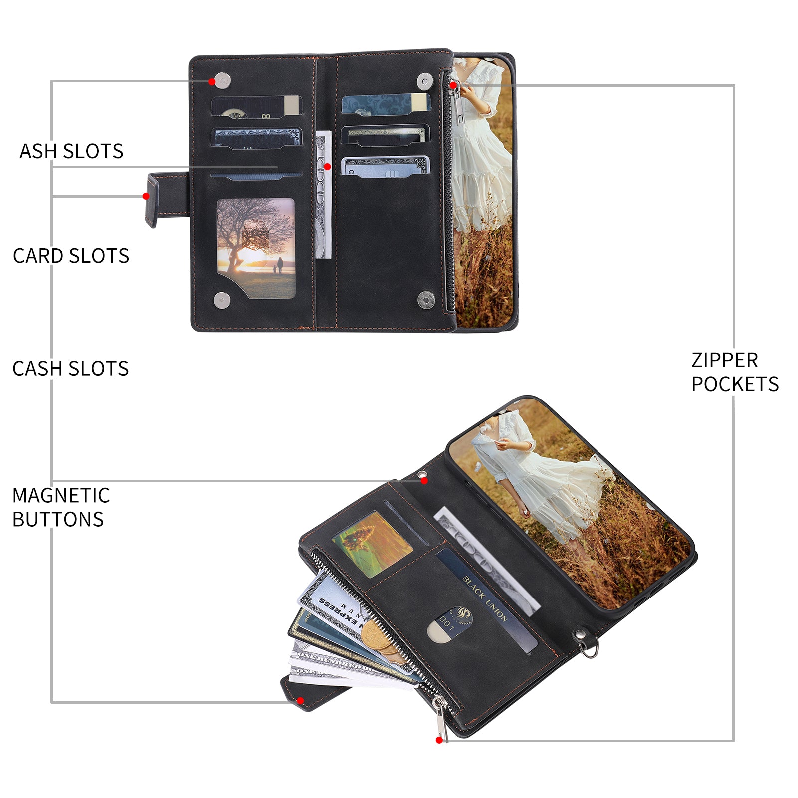 For Xiaomi Redmi Note 13 4G Wallet Case Leather Rhombus Texture Zipper Phone Cover with Wrist Strap