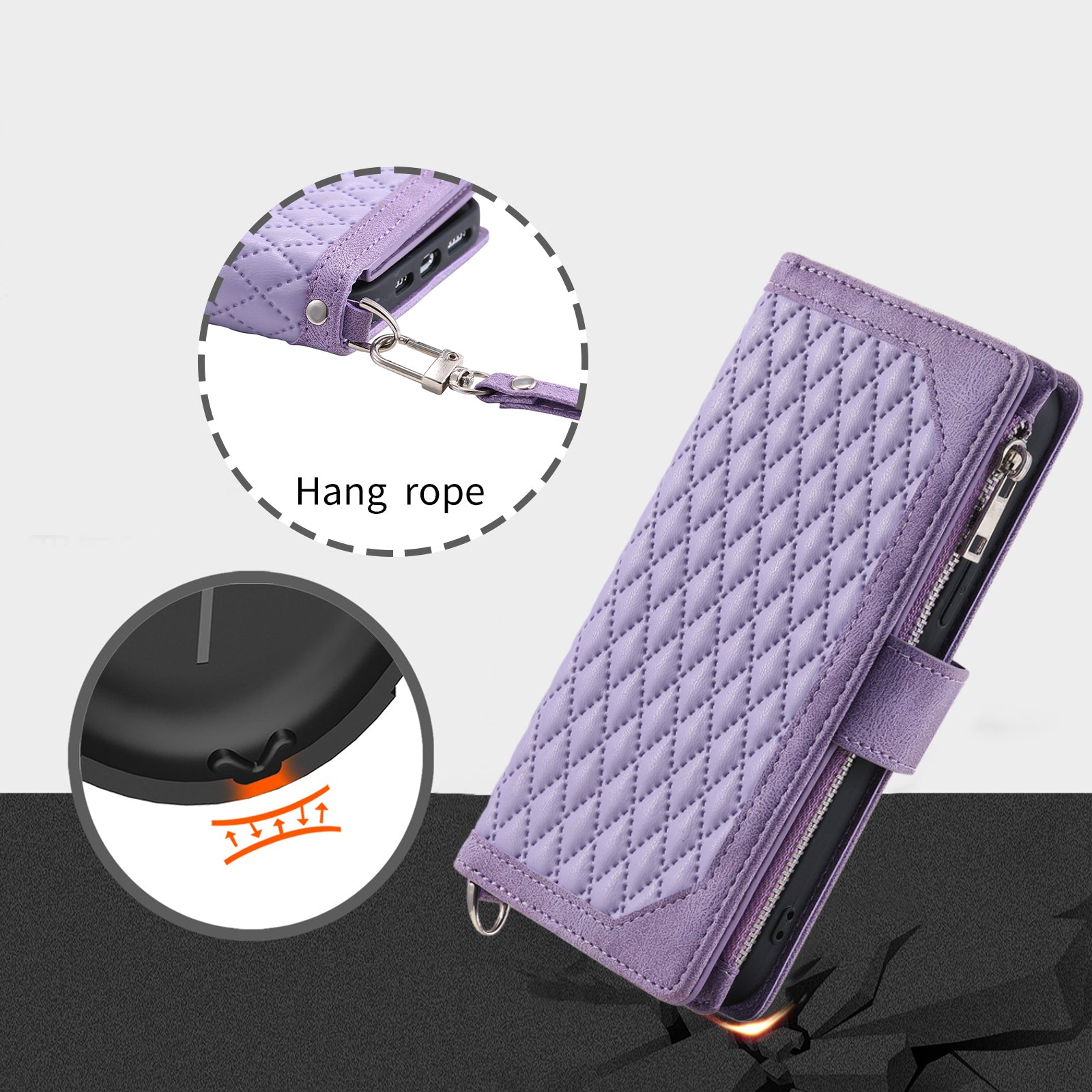 For Xiaomi Redmi Note 13 Pro 4G / Poco M6 Pro 4G Case Rhombus Leather Zipper Pocket Phone Cover