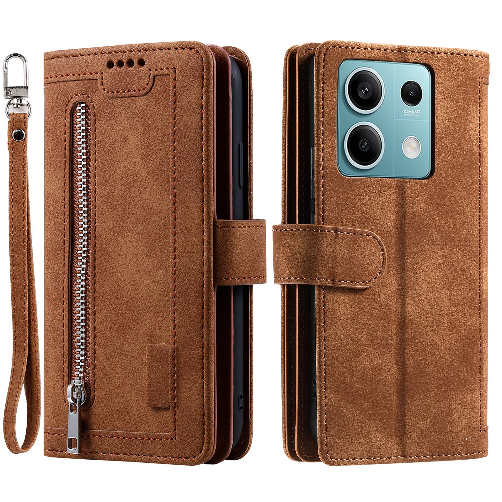 For Xiaomi Redmi Note 13 5G Cover 9 Retro Card Slots Wallet PU Leather Stand Phone Case