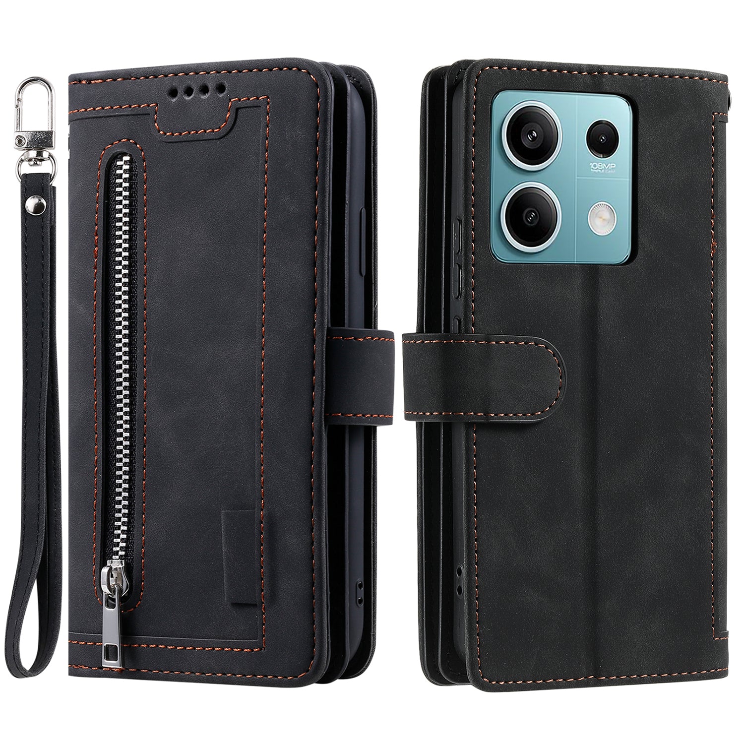 For Xiaomi Redmi Note 13 5G Cover 9 Retro Card Slots Wallet PU Leather Stand Phone Case