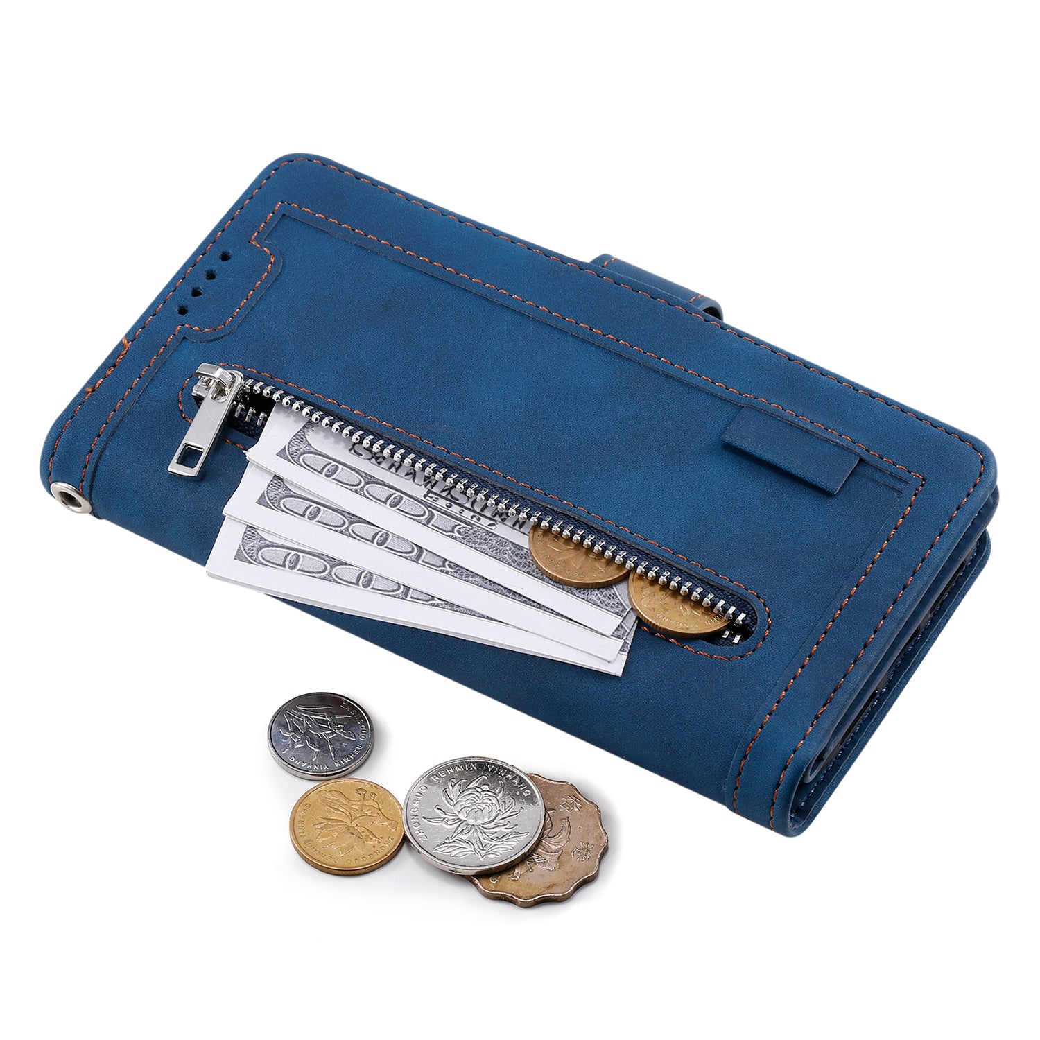For Xiaomi Redmi Note 13 4G Case Leather Zipper Pocket Phone Cover with 9 Card Slots
