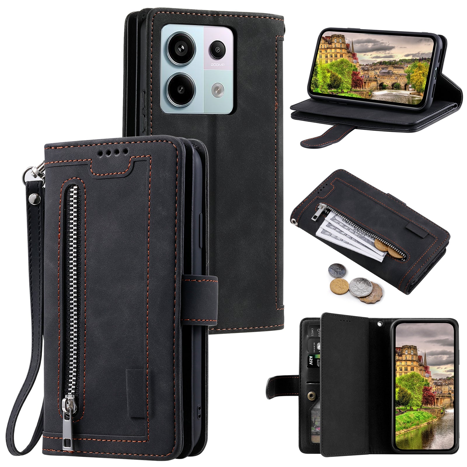 For Xiaomi Redmi Note 13 Pro 5G / Poco X6 5G Case 9 Card Slots PU Leather Phone Cover
