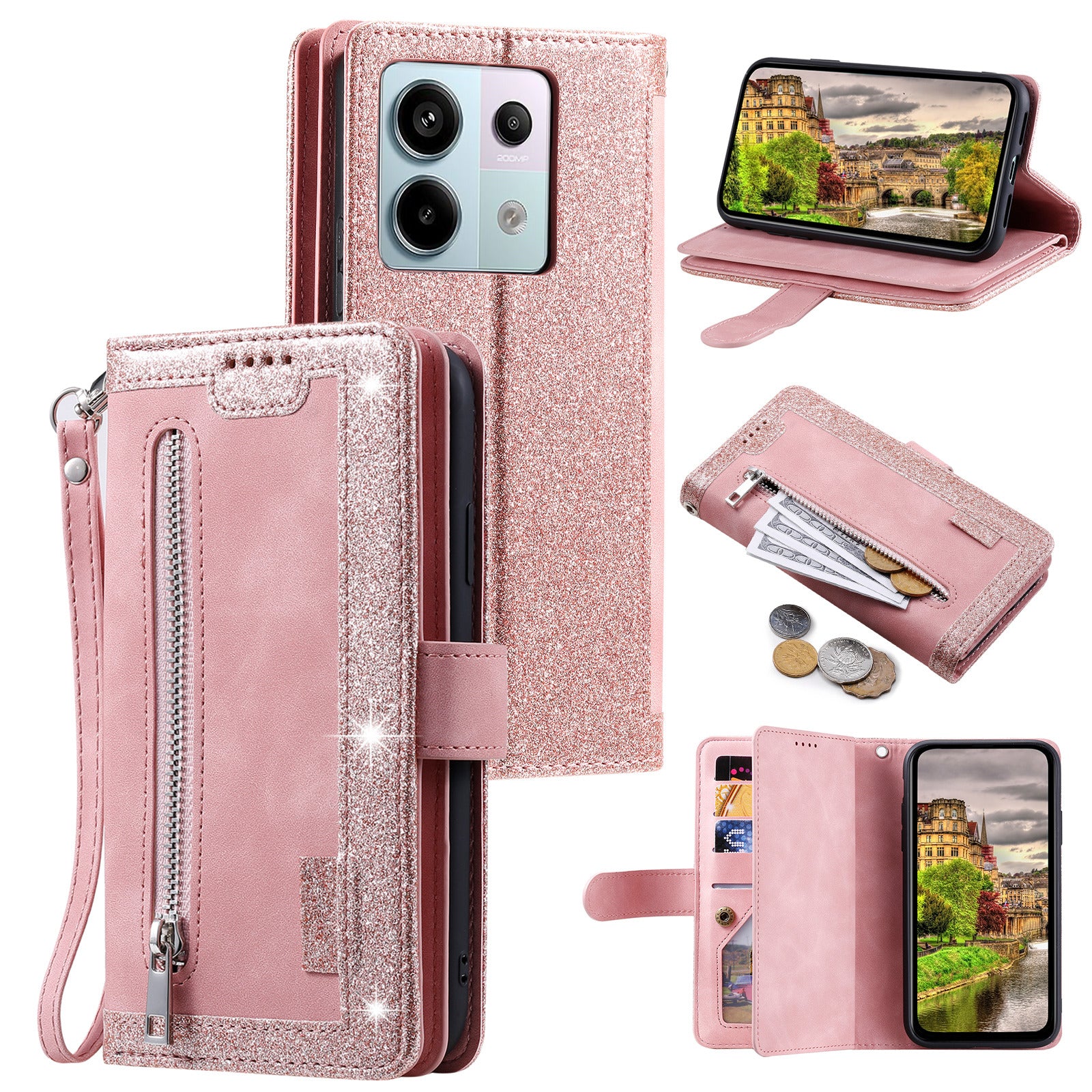 For Xiaomi Redmi Note 13 Pro 5G / Poco X6 5G Case 9 Card Slots PU Leather Phone Cover