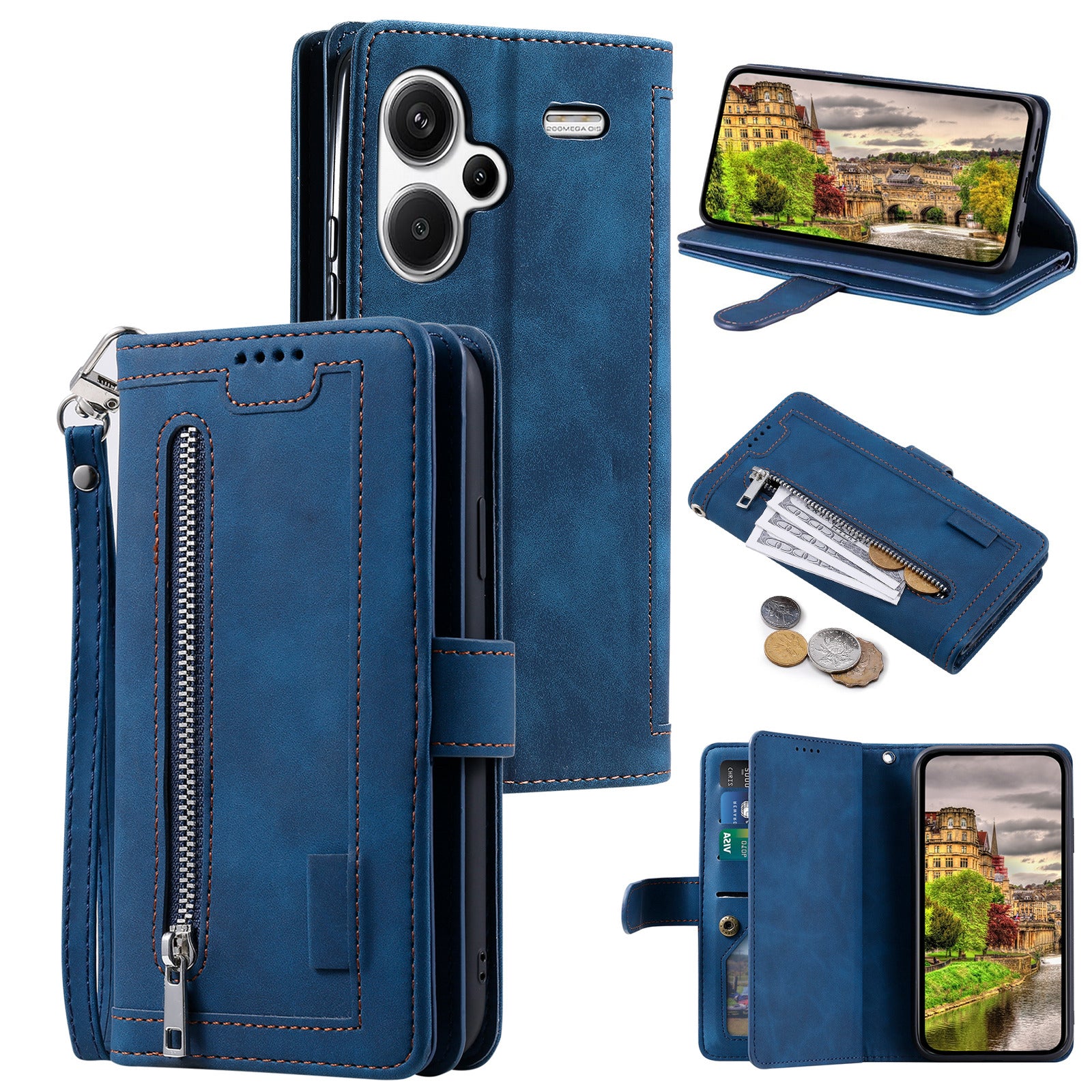 For Xiaomi Redmi Note 13 Pro+ 5G Case 9 Card Slots Stand Leather Retro Phone Cover