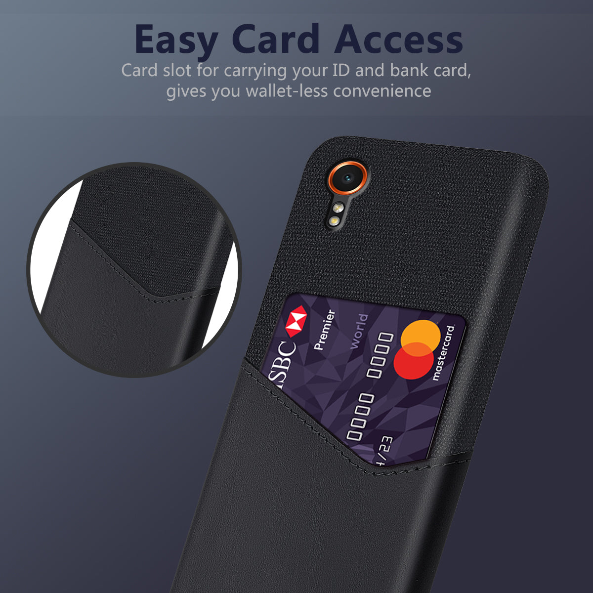 For Samsung Galaxy Xcover7 Case PU Leather+PC Cloth Texture Back Phone Cover with Card Slot