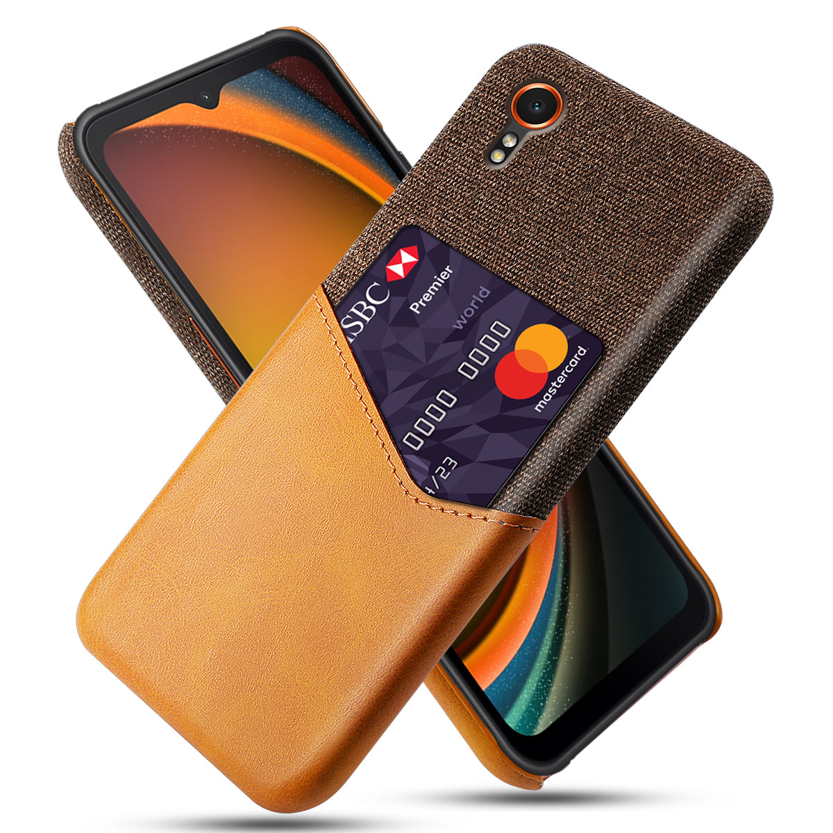 For Samsung Galaxy Xcover7 Case PU Leather+PC Cloth Texture Back Phone Cover with Card Slot