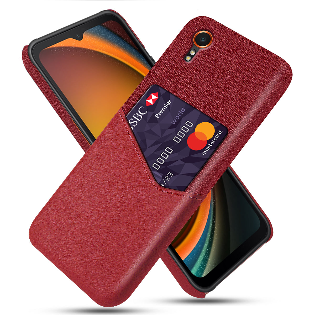 For Samsung Galaxy Xcover7 Case PU Leather+PC Cloth Texture Back Phone Cover with Card Slot