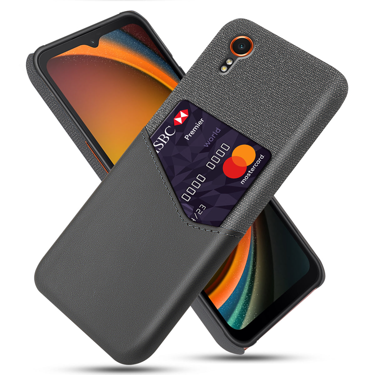 For Samsung Galaxy Xcover7 Case PU Leather+PC Cloth Texture Back Phone Cover with Card Slot