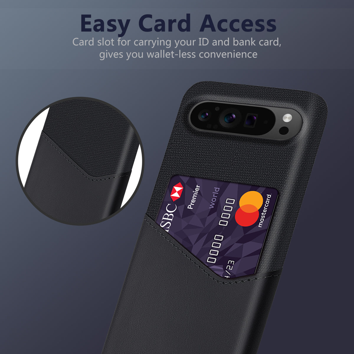 For Google Pixel 9 Pro Case Card Holder PU Leather+PC Drop-resistant Phone Shell