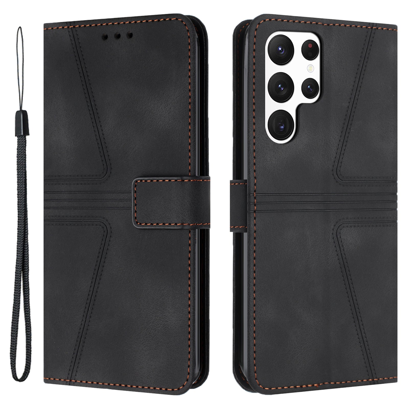For Samsung Galaxy S23 Ultra Case Triangle Imprinted Wallet Phone Leather Protective Cover