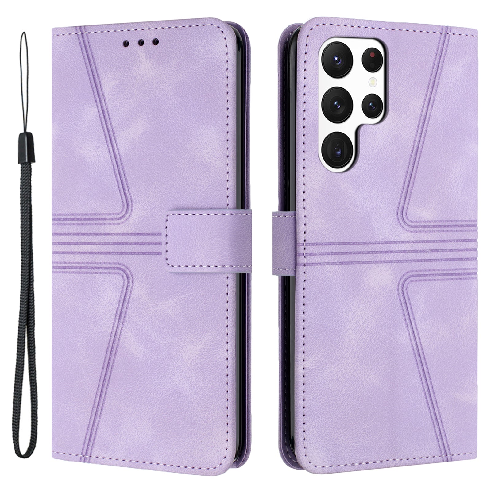 For Samsung Galaxy S23 Ultra Case Triangle Imprinted Wallet Phone Leather Protective Cover