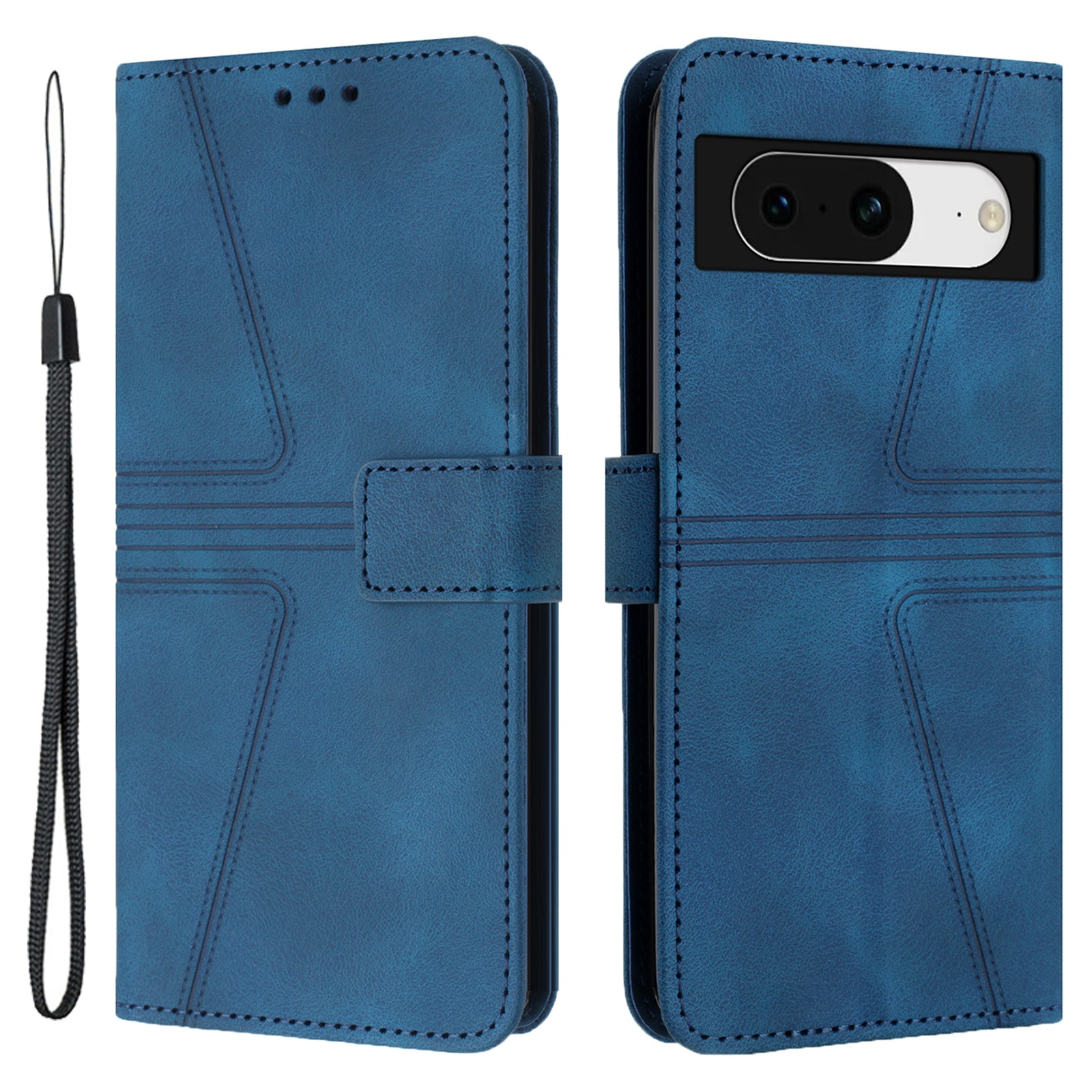 For Google Pixel 8 Phone Cover Magnetic Flip Leather Phone Protective Case Soft Touch with Strap