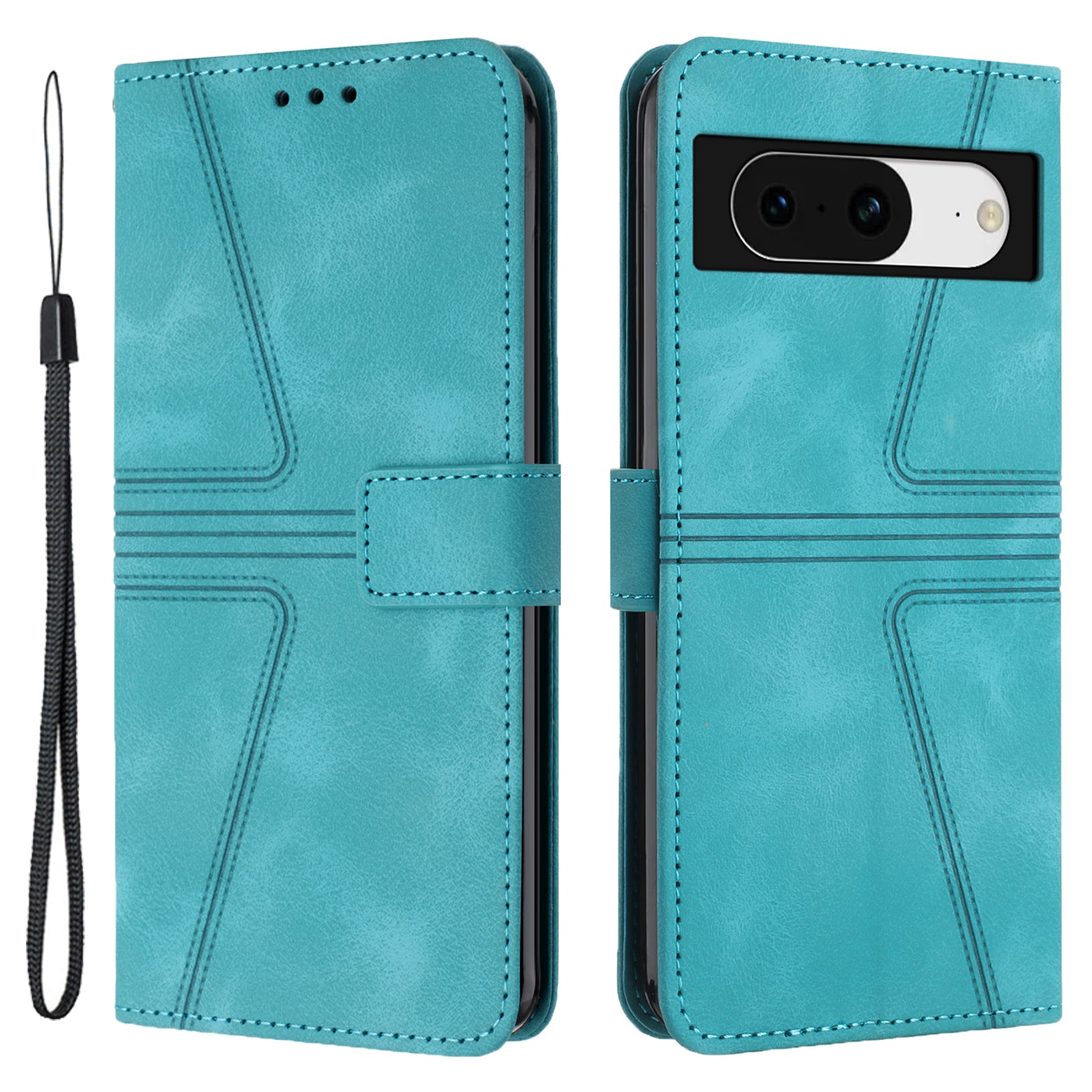 For Google Pixel 8 Phone Cover Magnetic Flip Leather Phone Protective Case Soft Touch with Strap