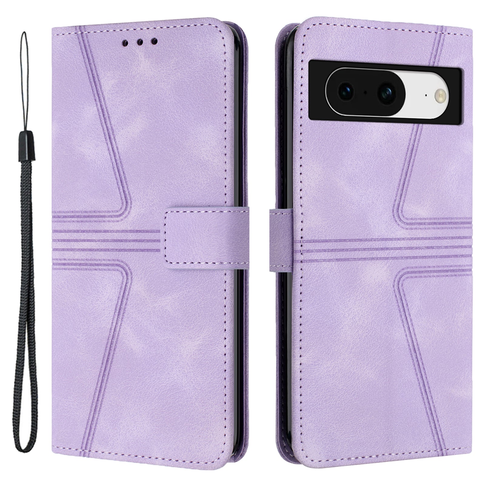 For Google Pixel 8 Phone Cover Magnetic Flip Leather Phone Protective Case Soft Touch with Strap
