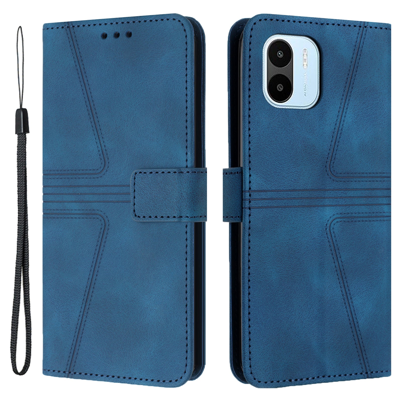 For Xiaomi Redmi A1 4G / A2 4G Case Triangle Imprinted Wallet Card Slots Phone Leather Cover