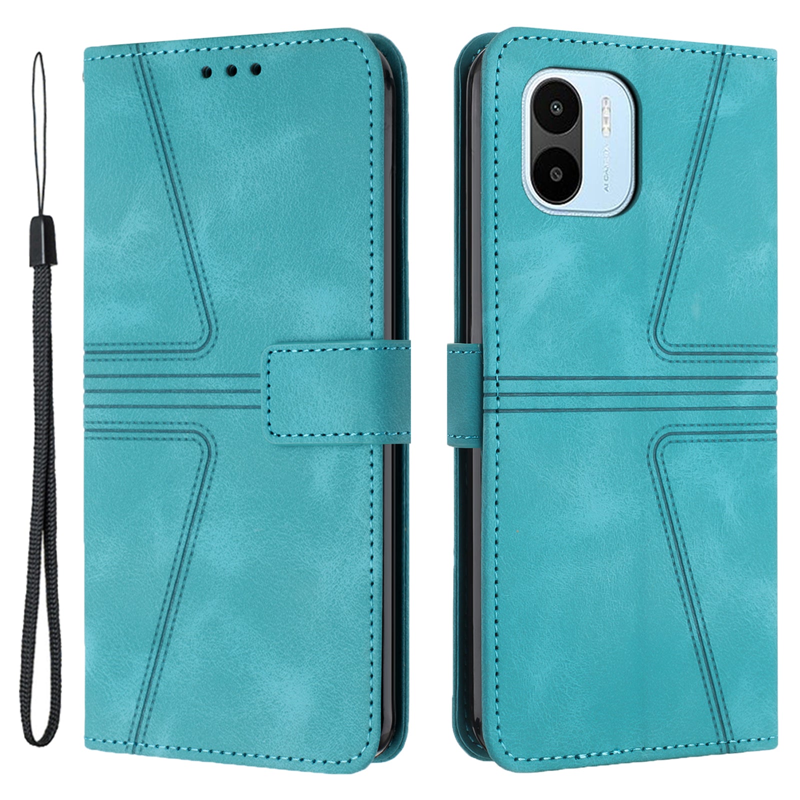 For Xiaomi Redmi A1 4G / A2 4G Case Triangle Imprinted Wallet Card Slots Phone Leather Cover