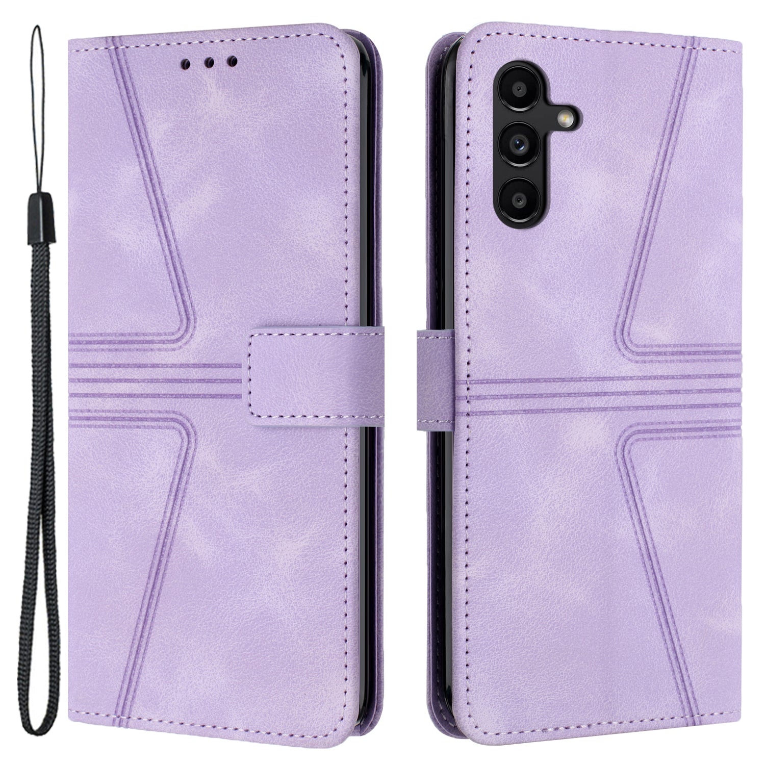 For Samsung Galaxy A34 5G Wallet Case Triangle Imprinted Leather Flip Phone Cover