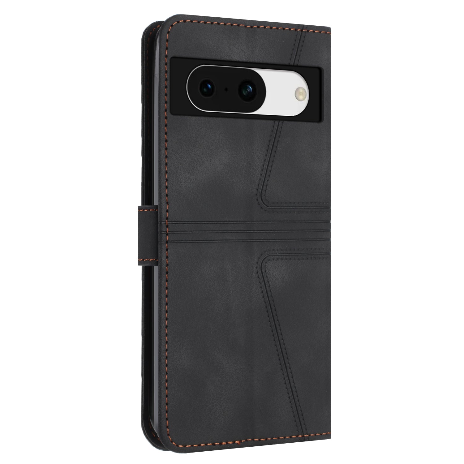 For Google Pixel 8a Case Triangle Imprinted PU Leather Solid Color Phone Cover