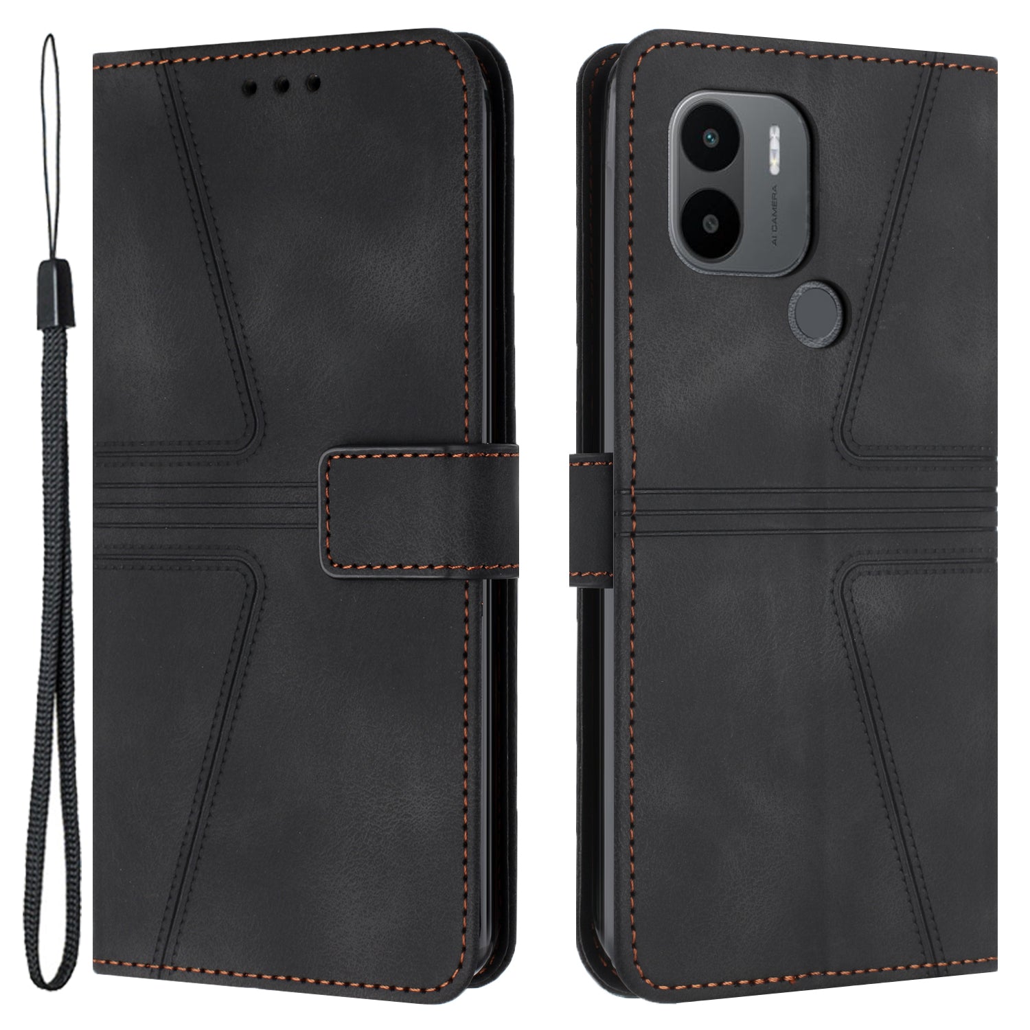 For Xiaomi Redmi A1+ 4G Case PU Leather Wallet Stand Cover Triangle Imprinted
