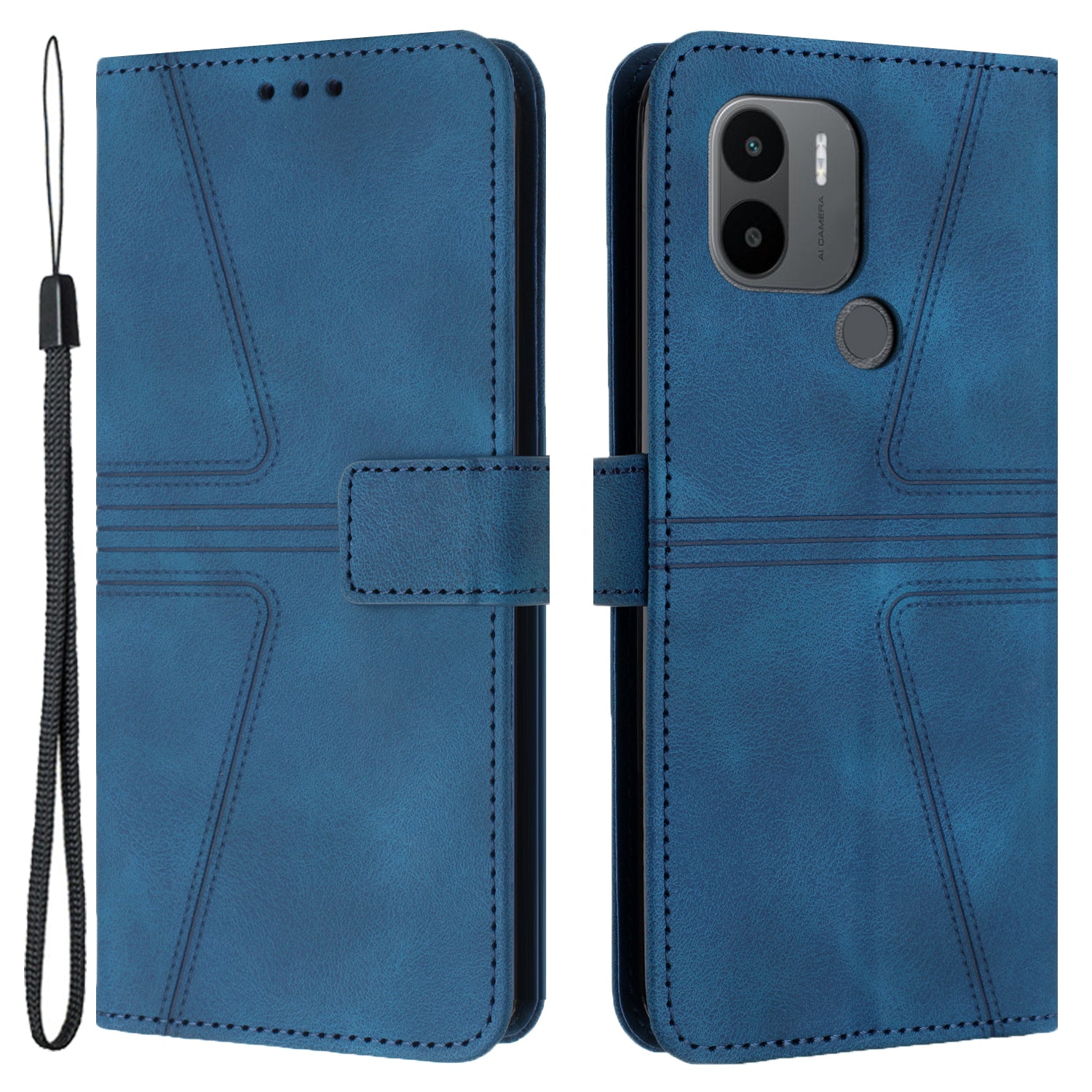 For Xiaomi Redmi A1+ 4G Case PU Leather Wallet Stand Cover Triangle Imprinted